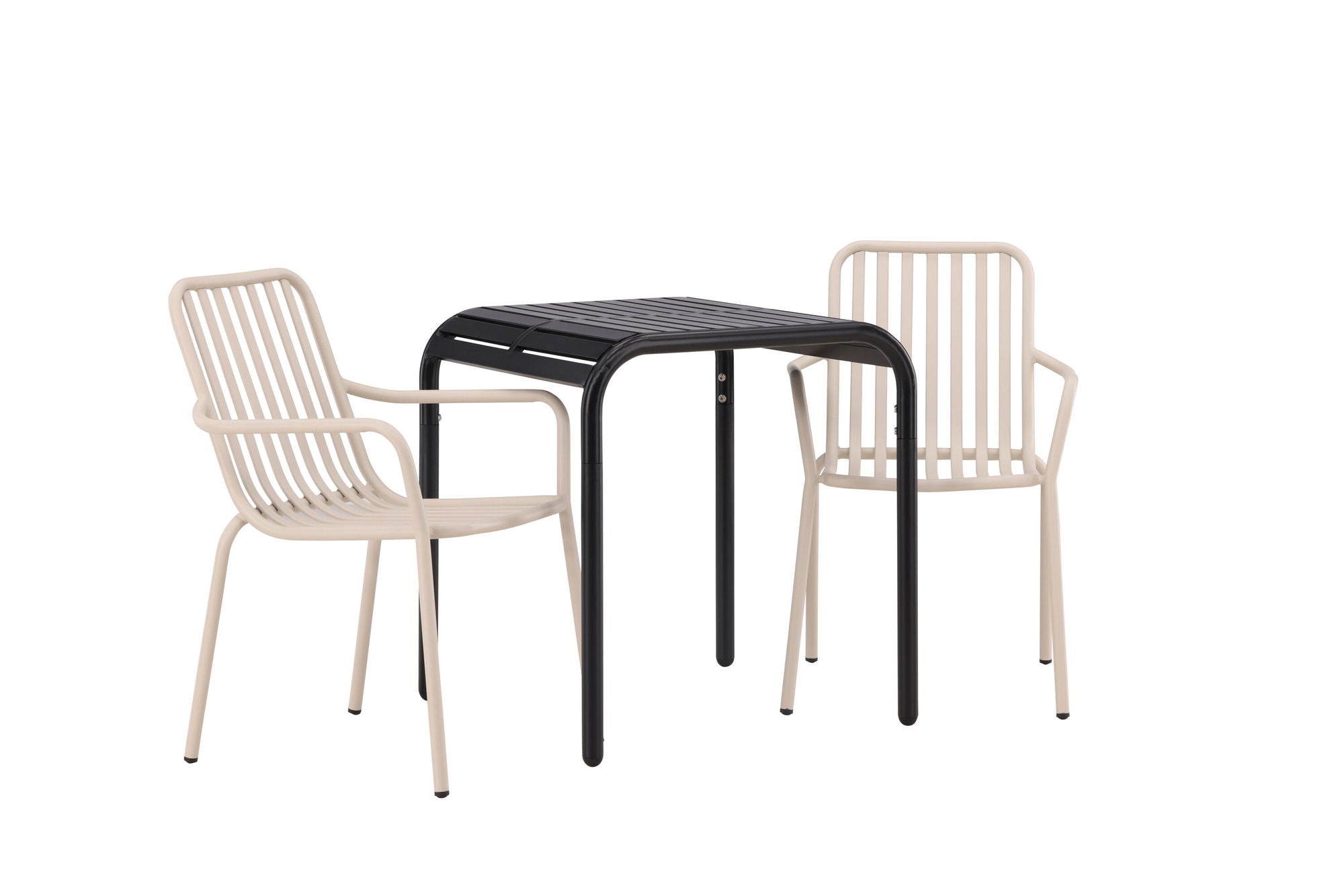 Venture Home Borneo Cafebord Aluminium - Black / Kvadrat 70*70* +Peking Diningchair Aluminium - Beige / _2
