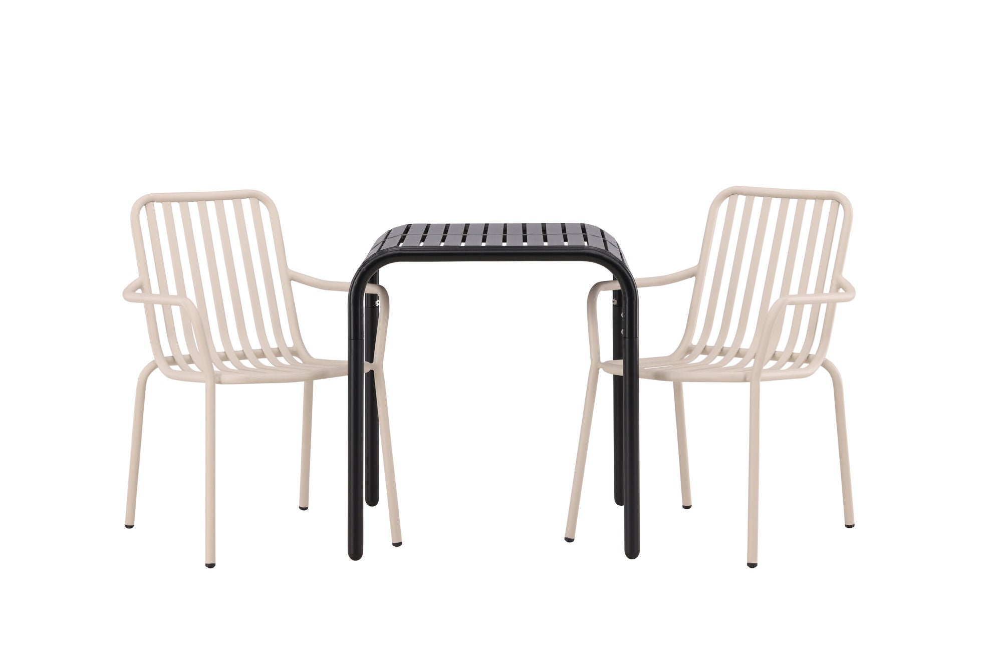 Venture Home Borneo Cafebord Aluminium - Black / Kvadrat 70*70* +Peking Diningchair Aluminium - Beige / _2