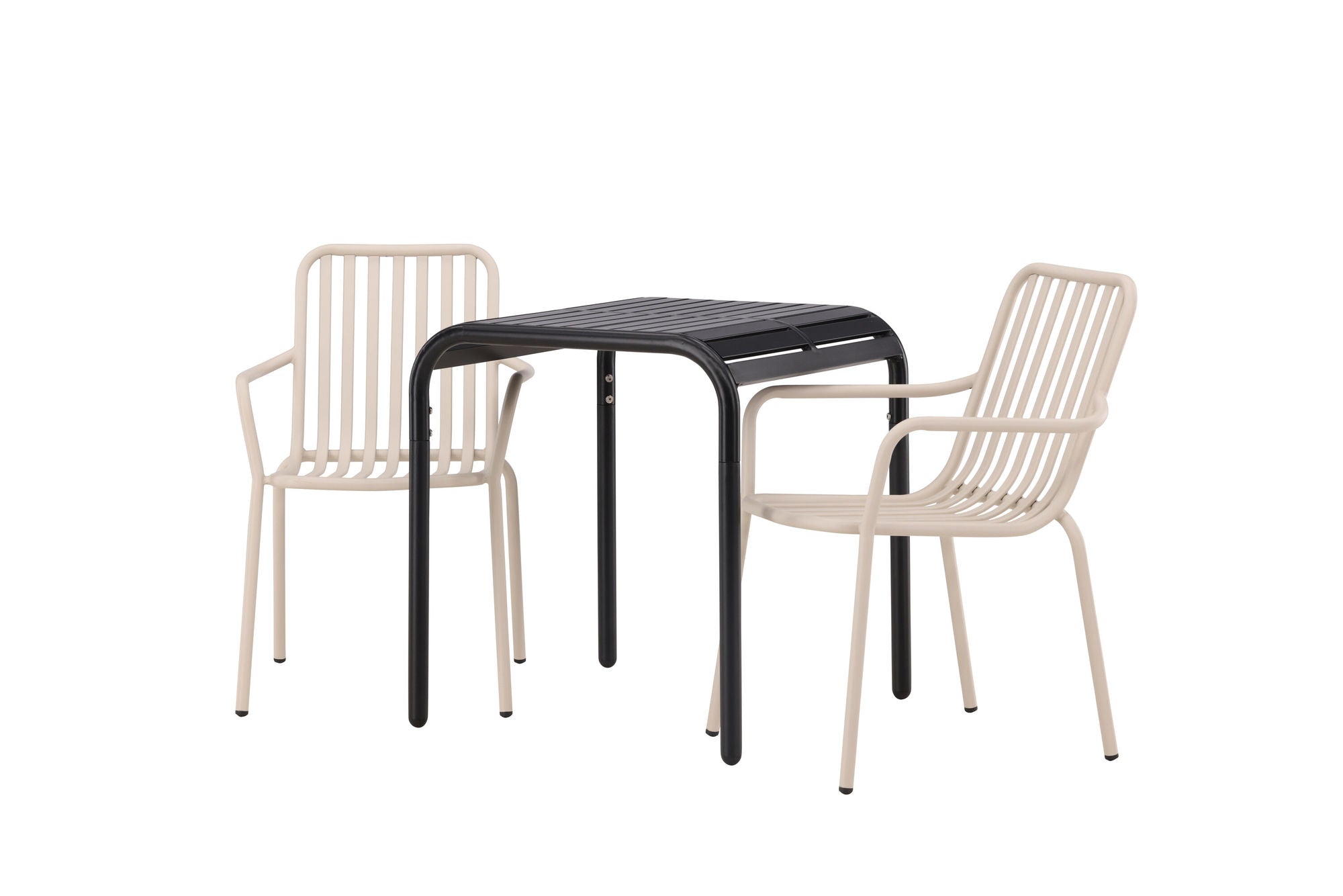 Venture Home Borneo Cafebord Aluminium - Black / Kvadrat 70*70* +Peking Diningchair Aluminium - Beige / _2