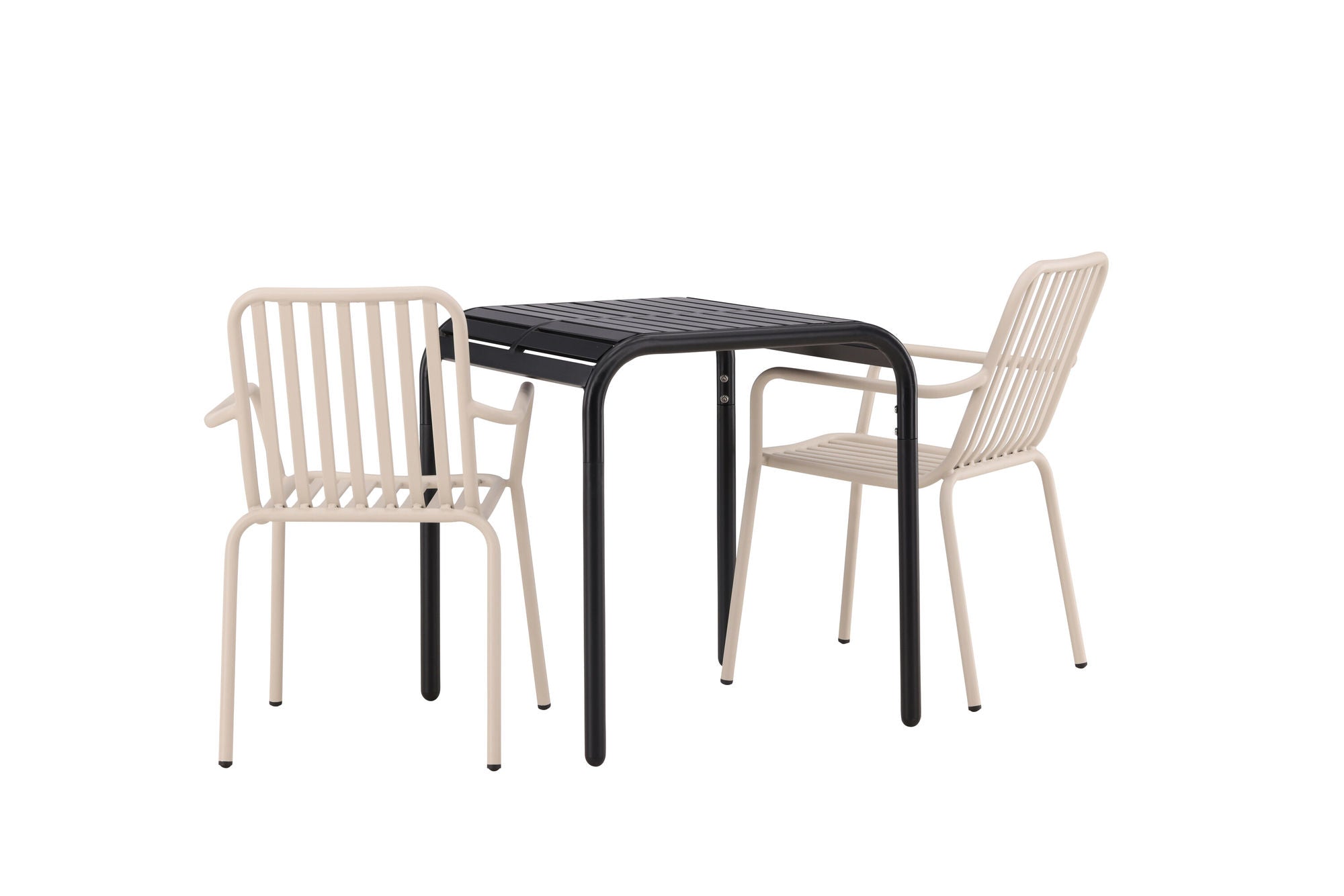 Venture Home Borneo Cafebord Aluminium - Black / Kvadrat 70*70* +Peking Diningchair Aluminium - Beige / _2