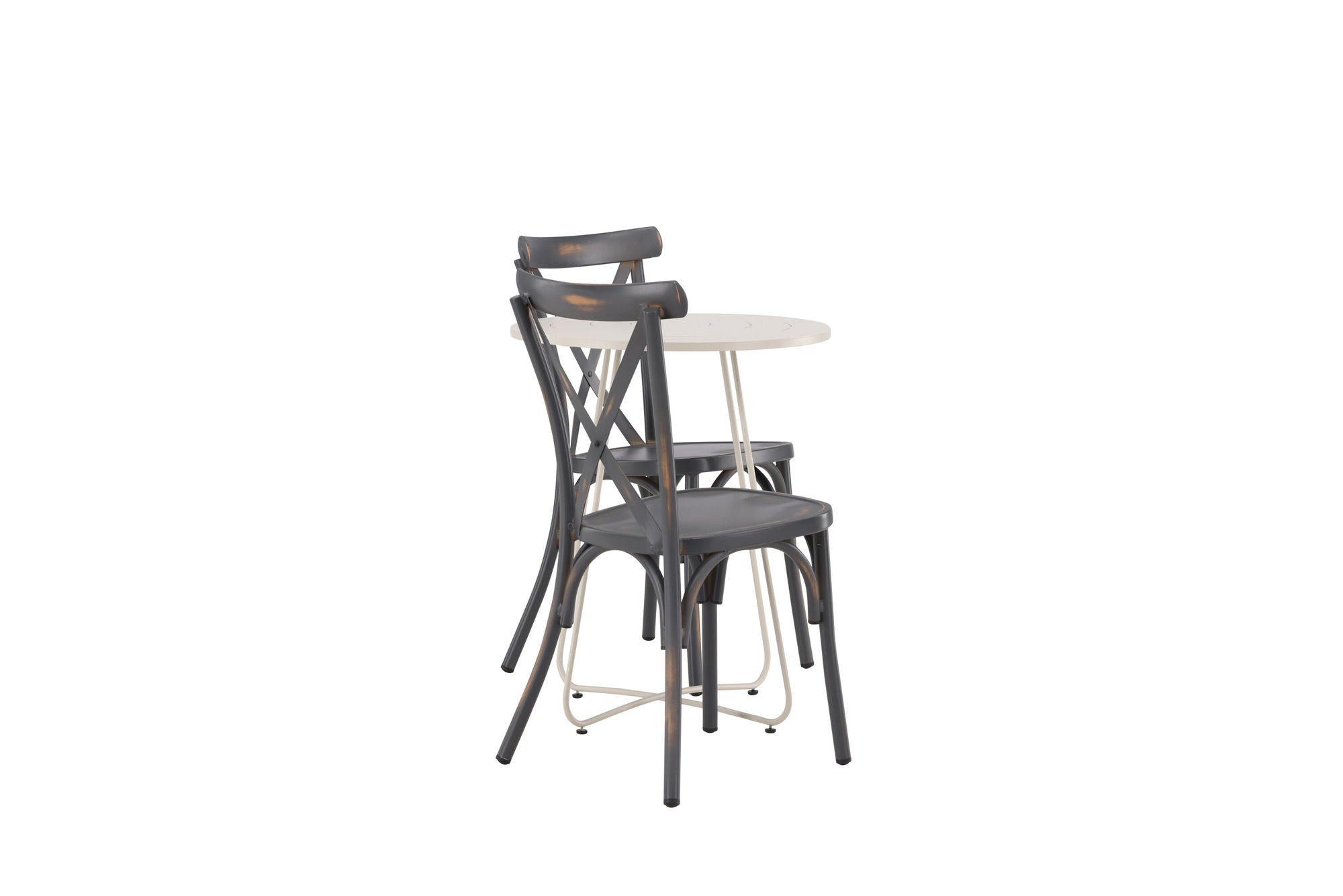 Venture Home Bacong Cafebord Steel - Beige / rund ø60** +Tablas Diningchair Aluminium - Black / _2