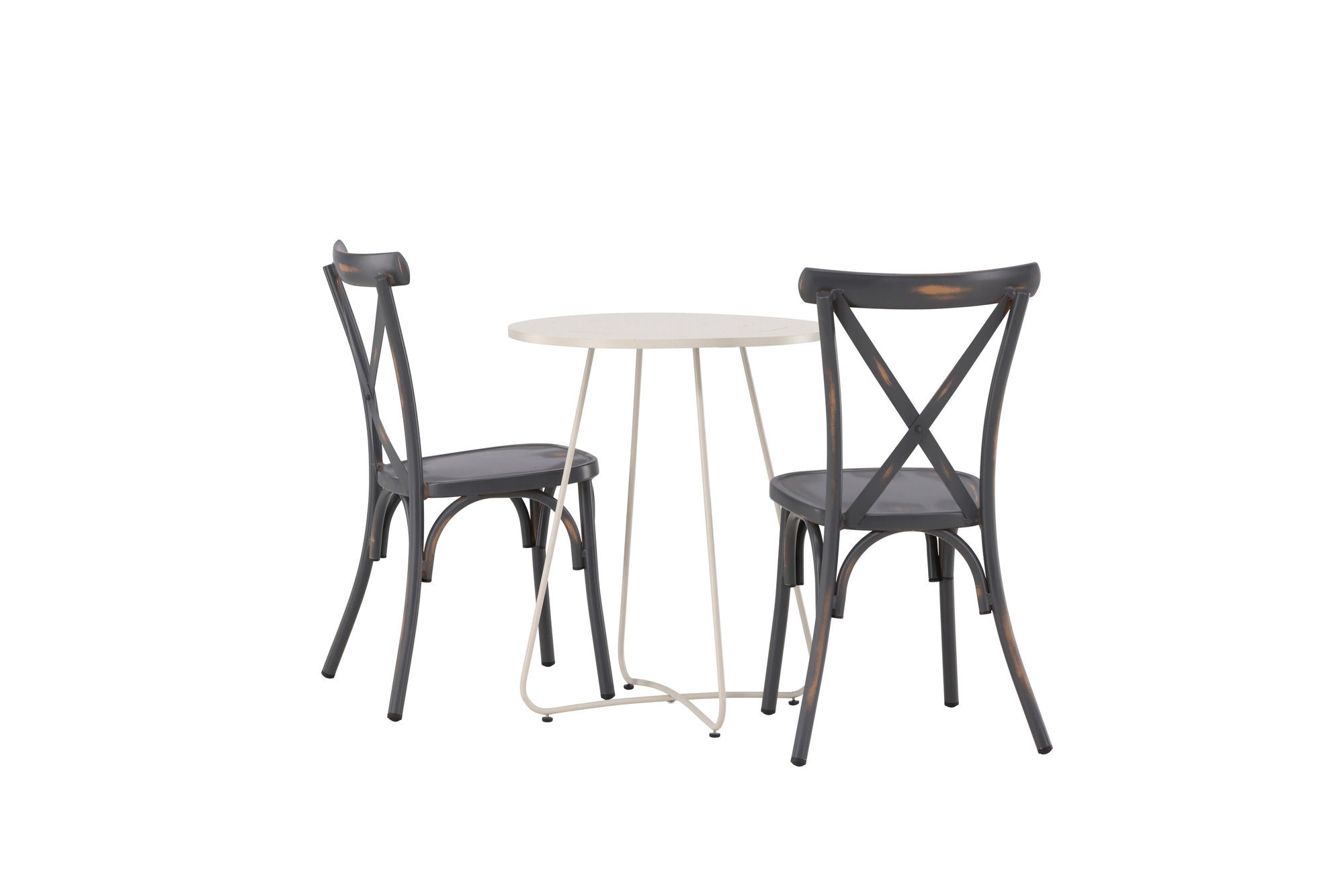 Venture Home Bacong Cafebord Steel - Beige / rund ø60** +Tablas Diningchair Aluminium - Black / _2
