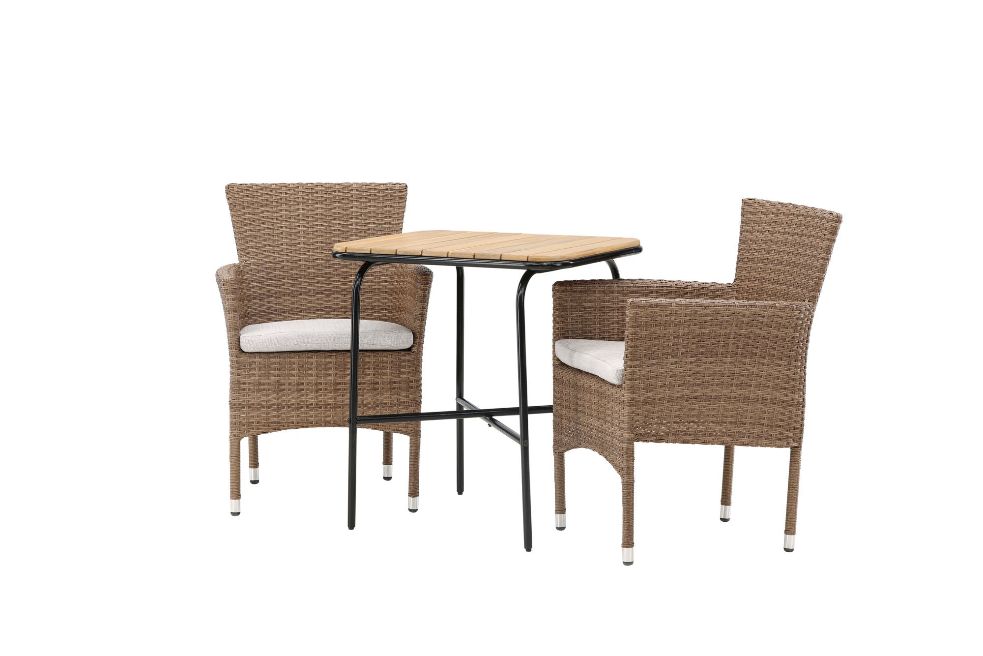 Venture Home Holmbeck Cafebord Steel - Black / Rectangular 55*70*74 +Malina Diningchair Alumnium - Nature / Wicker _2