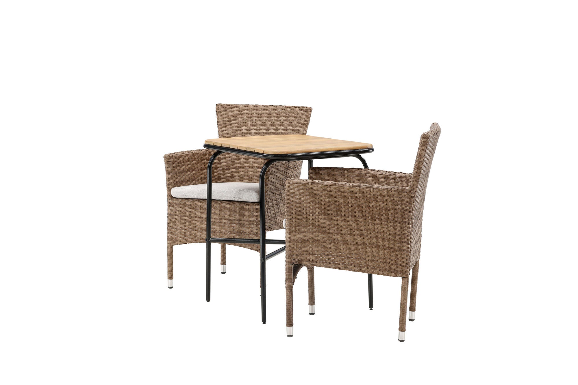 Venture Home Holmbeck Cafebord Steel - Black / Rectangular 55*70*74 +Malina Diningchair Alumnium - Nature / Wicker _2
