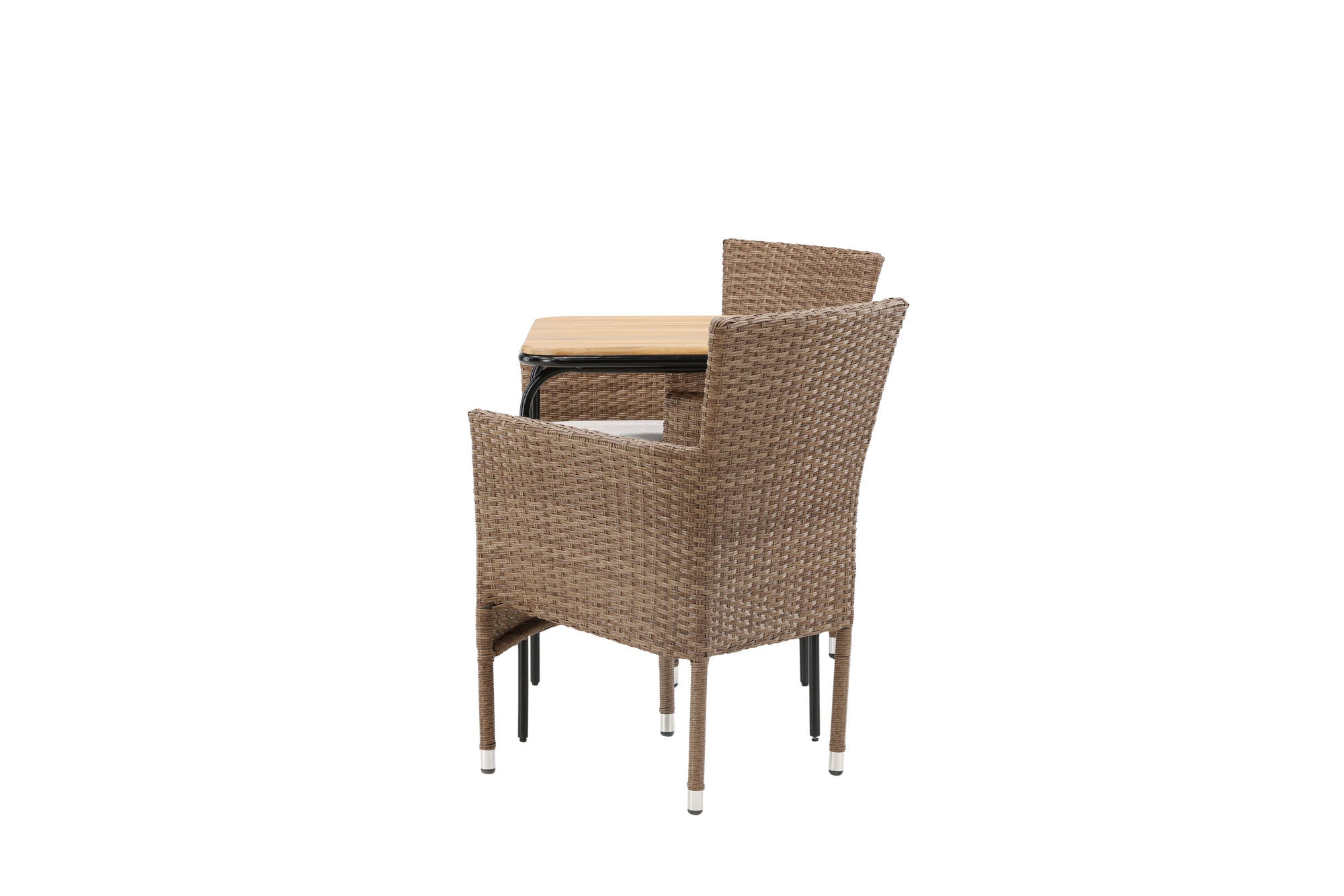 Venture Home Holmbeck Cafebord Steel - Black / Rectangular 55*70*74 +Malina Diningchair Alumnium - Nature / Wicker _2