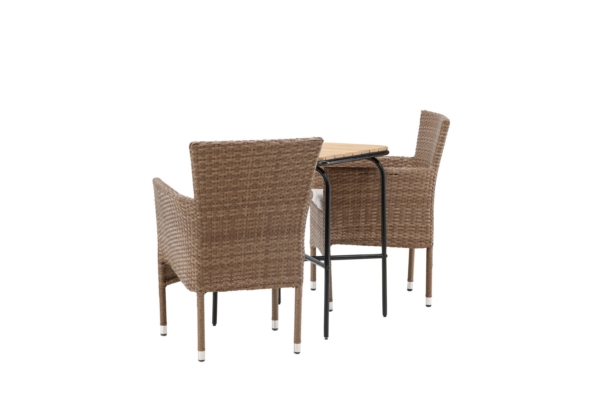 Venture Home Holmbeck Cafebord Steel - Black / Rectangular 55*70*74 +Malina Diningchair Alumnium - Nature / Wicker _2