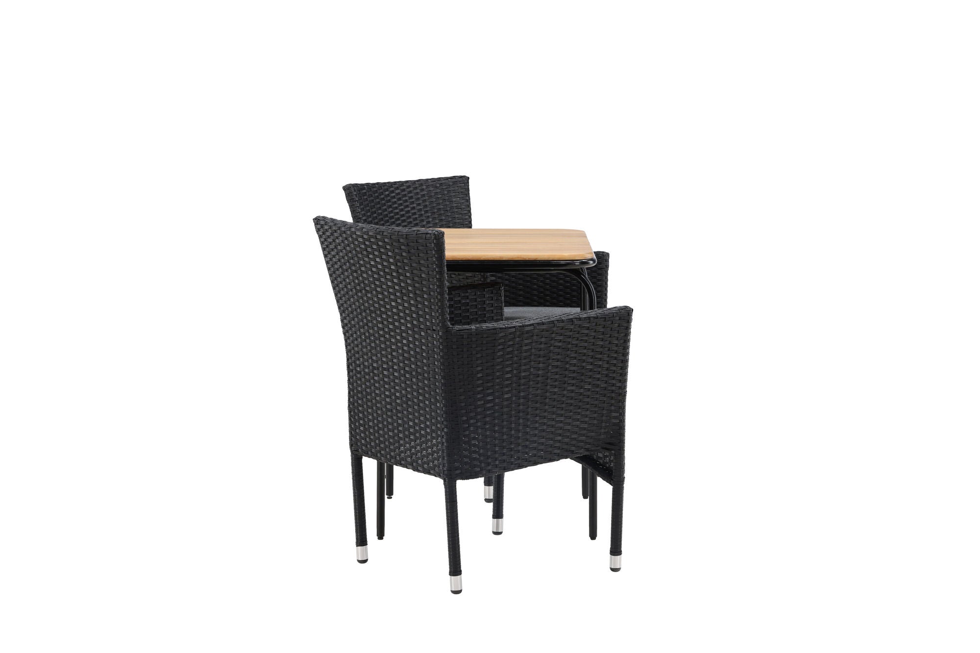 Venture Home Holmbeck Cafebord Steel - Black / Rectangular 55*70*74 +Malina Diningchair Alumnium - Black / Wicker _2