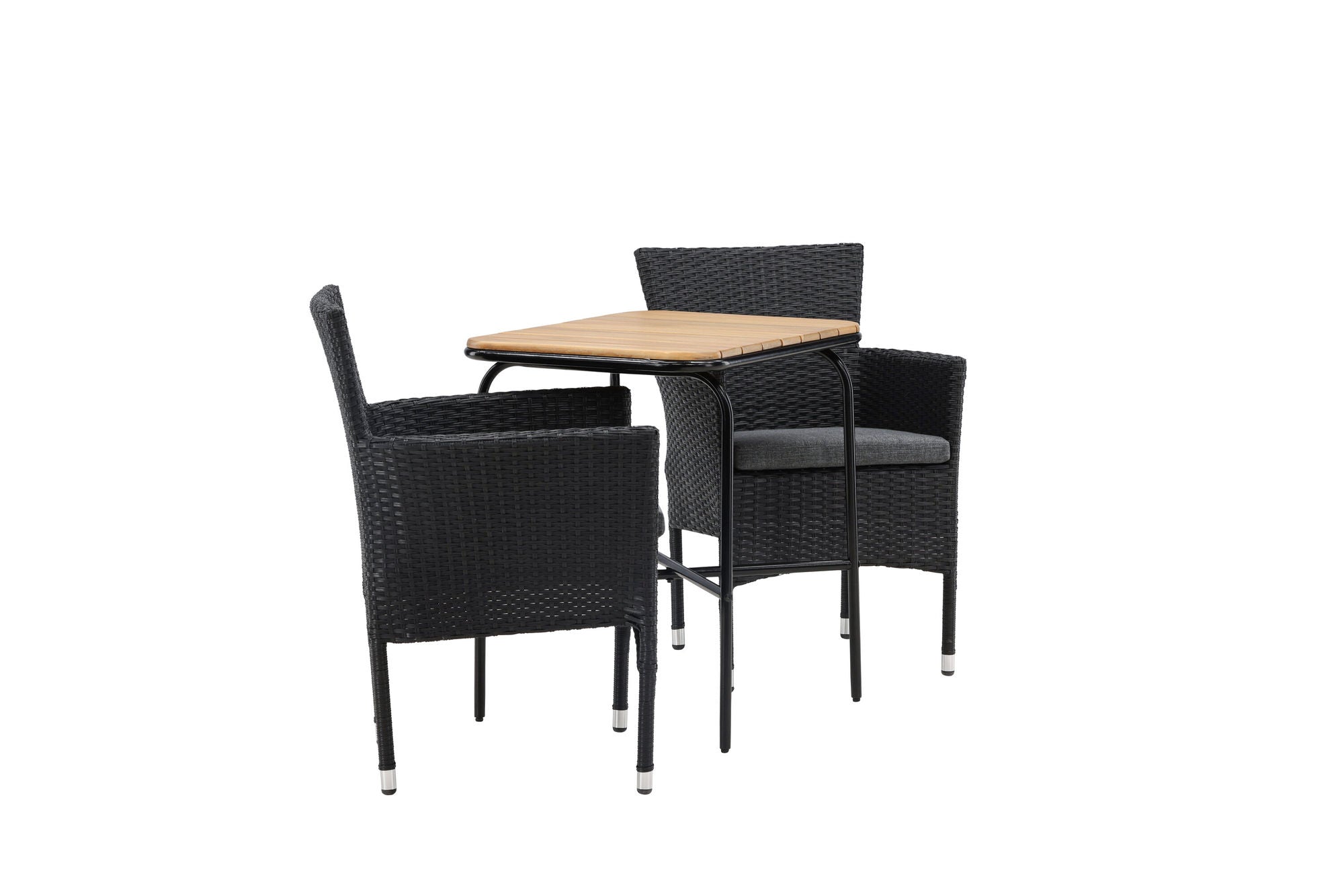 Venture Home Holmbeck Cafebord Steel - Black / Rectangular 55*70*74 +Malina Diningchair Alumnium - Black / Wicker _2