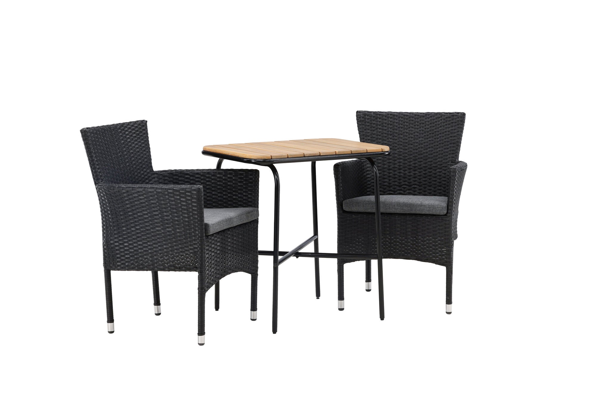 Venture Home Holmbeck Cafebord Steel - Black / Rectangular 55*70*74 +Malina Diningchair Alumnium - Black / Wicker _2