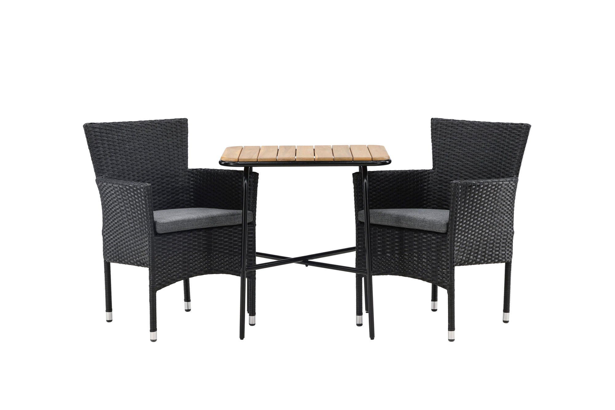 Venture Home Holmbeck Cafebord Steel - Black / Rectangular 55*70*74 +Malina Diningchair Alumnium - Black / Wicker _2