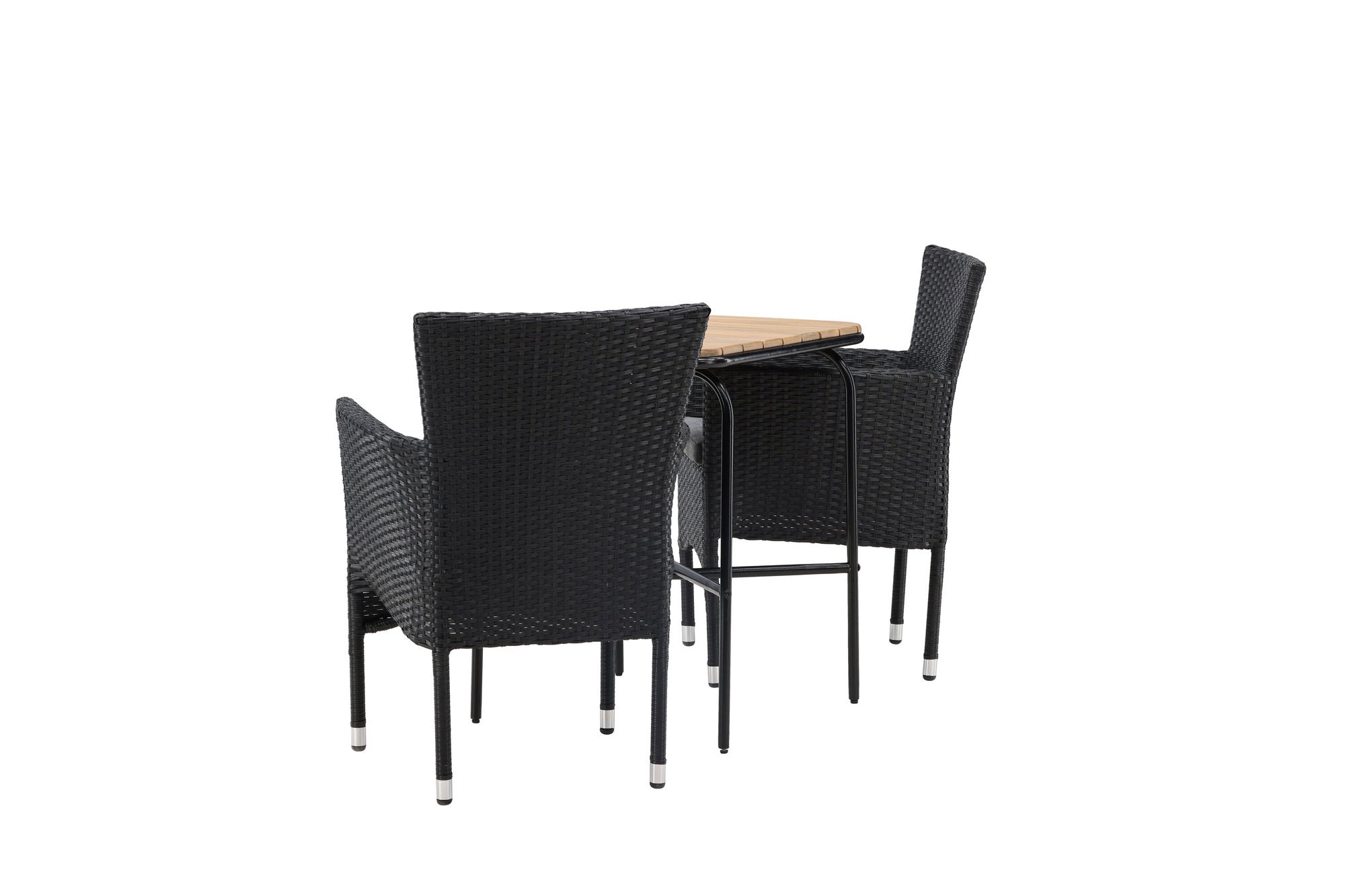 Venture Home Holmbeck Cafebord Steel - Black / Rectangular 55*70*74 +Malina Diningchair Alumnium - Black / Wicker _2