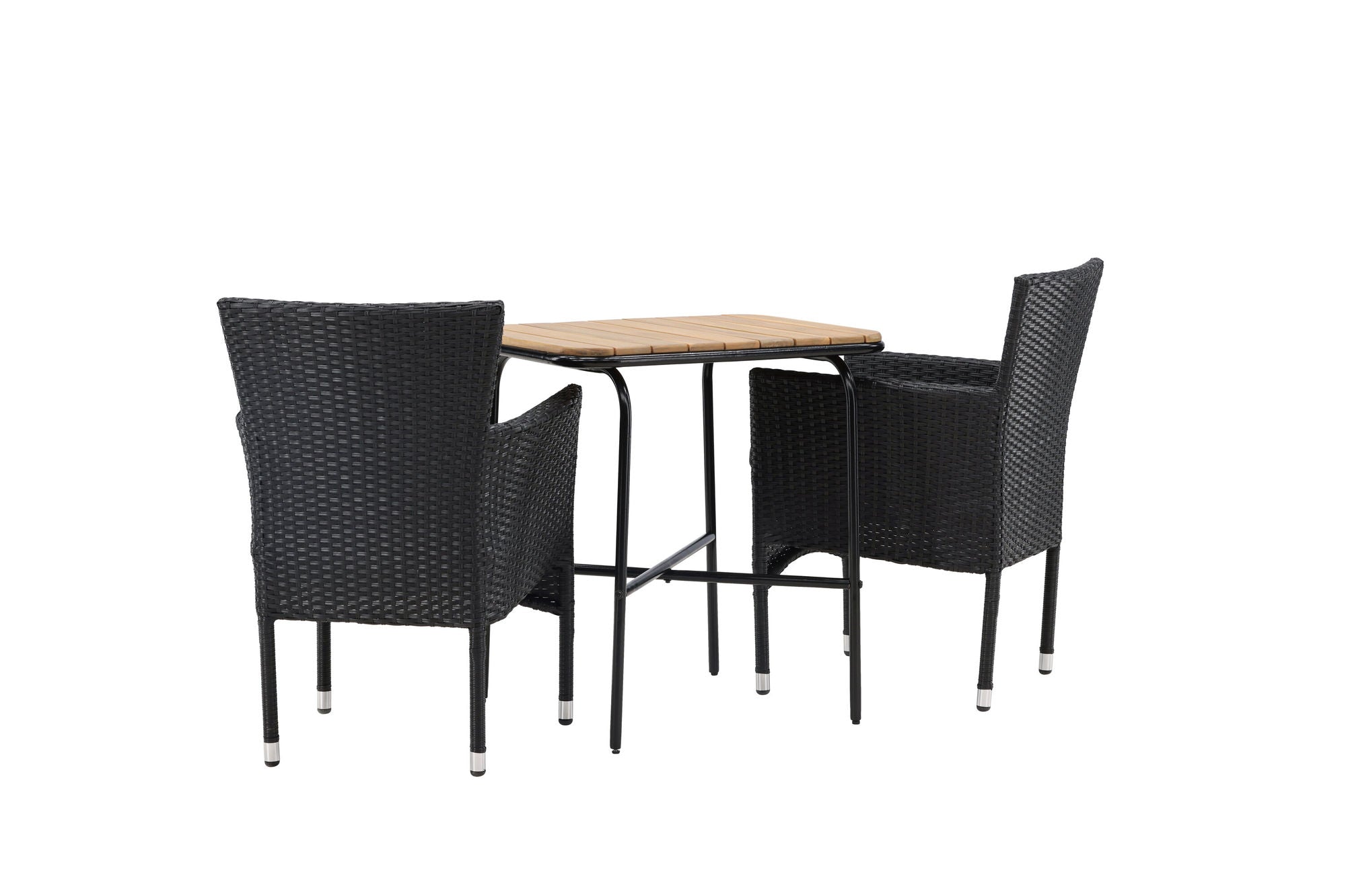 Venture Home Holmbeck Cafebord Steel - Black / Rectangular 55*70*74 +Malina Diningchair Alumnium - Black / Wicker _2