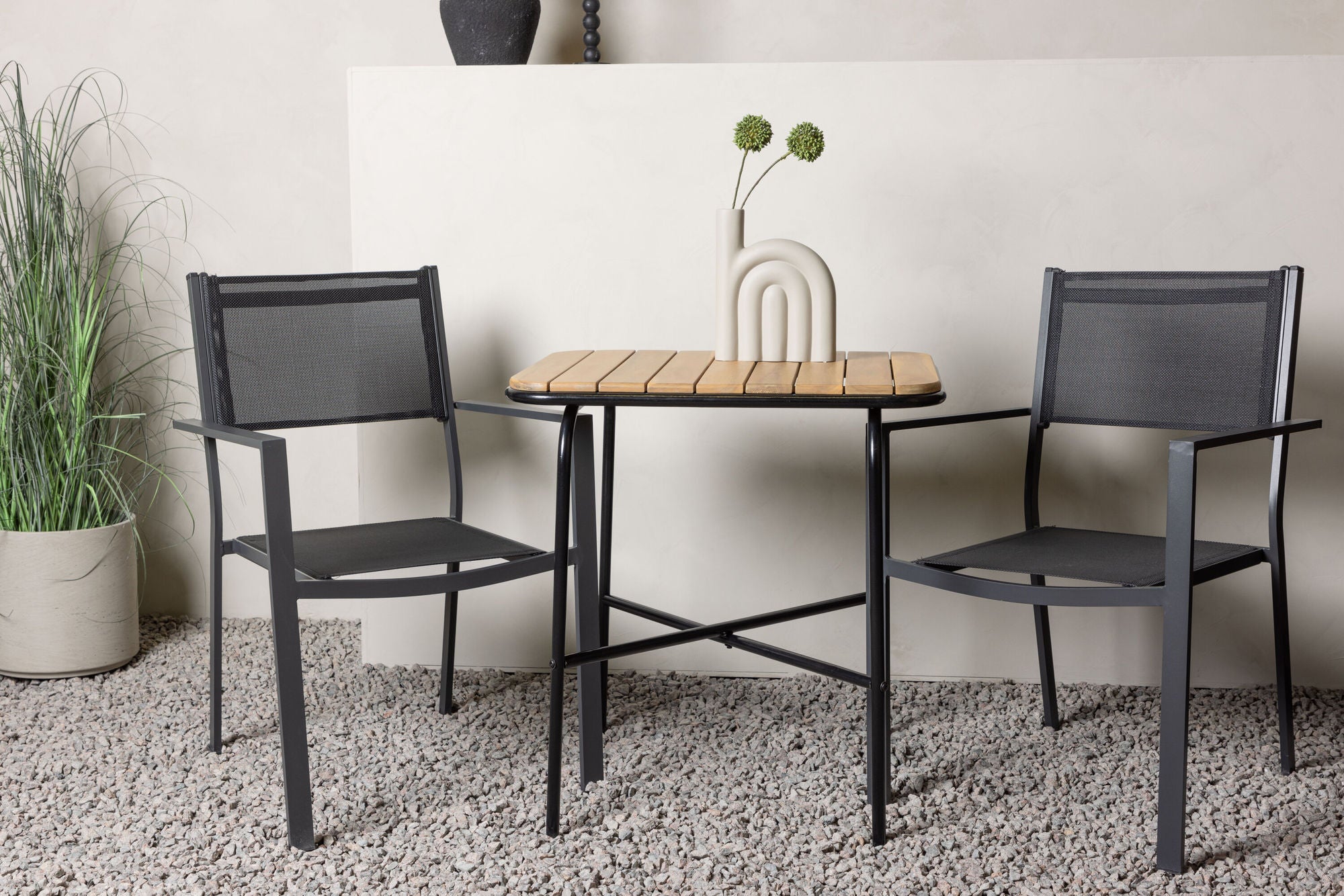 Venture Home Holmbeck Cafebord Steel - Black / Rectangular 55*70*74 +Copacabana Stacking stol - Black/Black - Ersätter 4131-408 _2