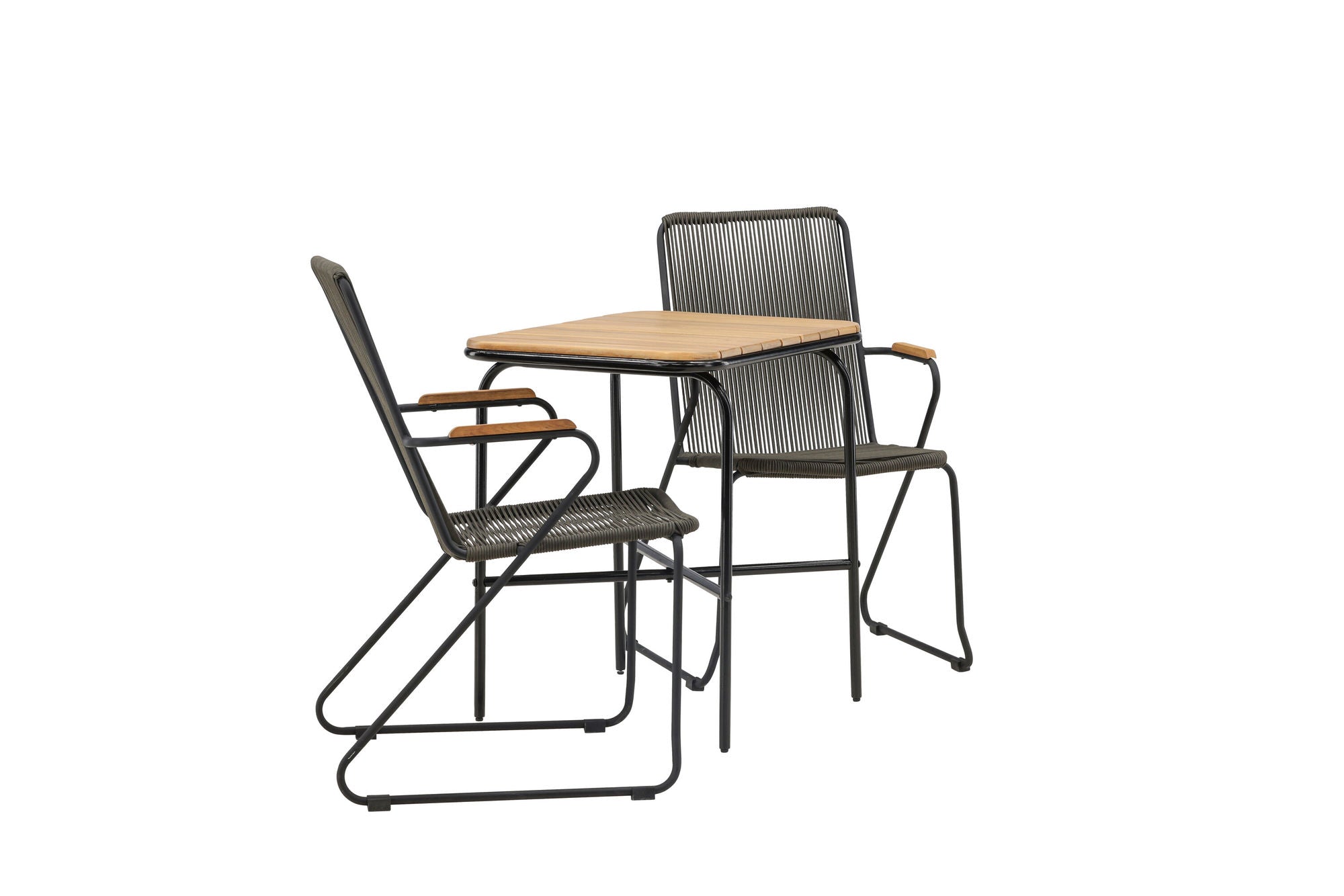 Venture Home Holmbeck Cafebord Steel - Black / Rectangular 55*70*74 +Bois Diningchair Steel - Black / Dark Grey Rope _2