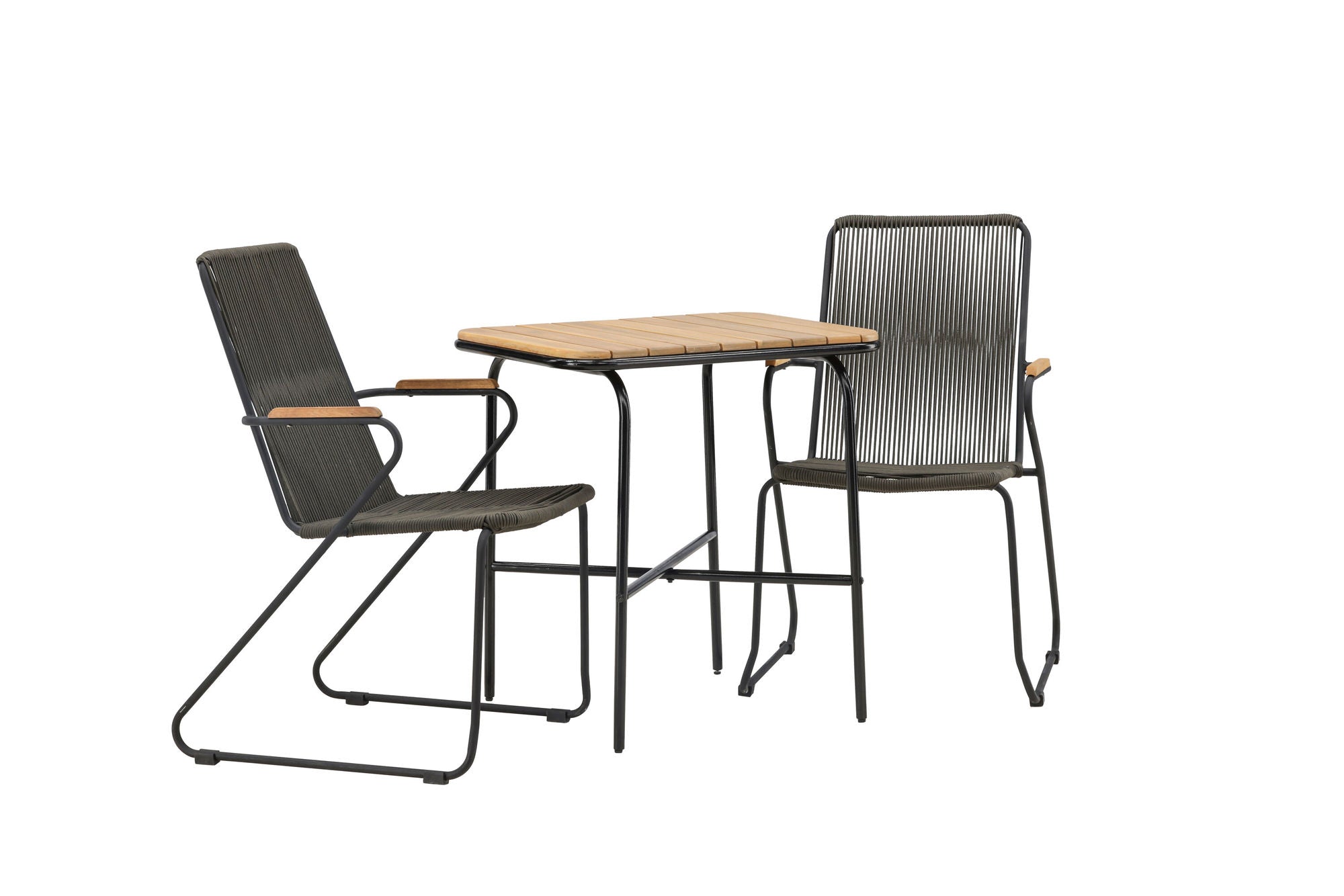 Venture Home Holmbeck Cafebord Steel - Black / Rectangular 55*70*74 +Bois Diningchair Steel - Black / Dark Grey Rope _2