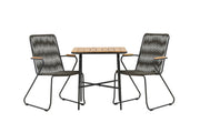Venture Home Holmbeck Cafebord Steel - Black / Rectangular 55*70*74 +Bois Diningchair Steel - Black / Dark Grey Rope _2