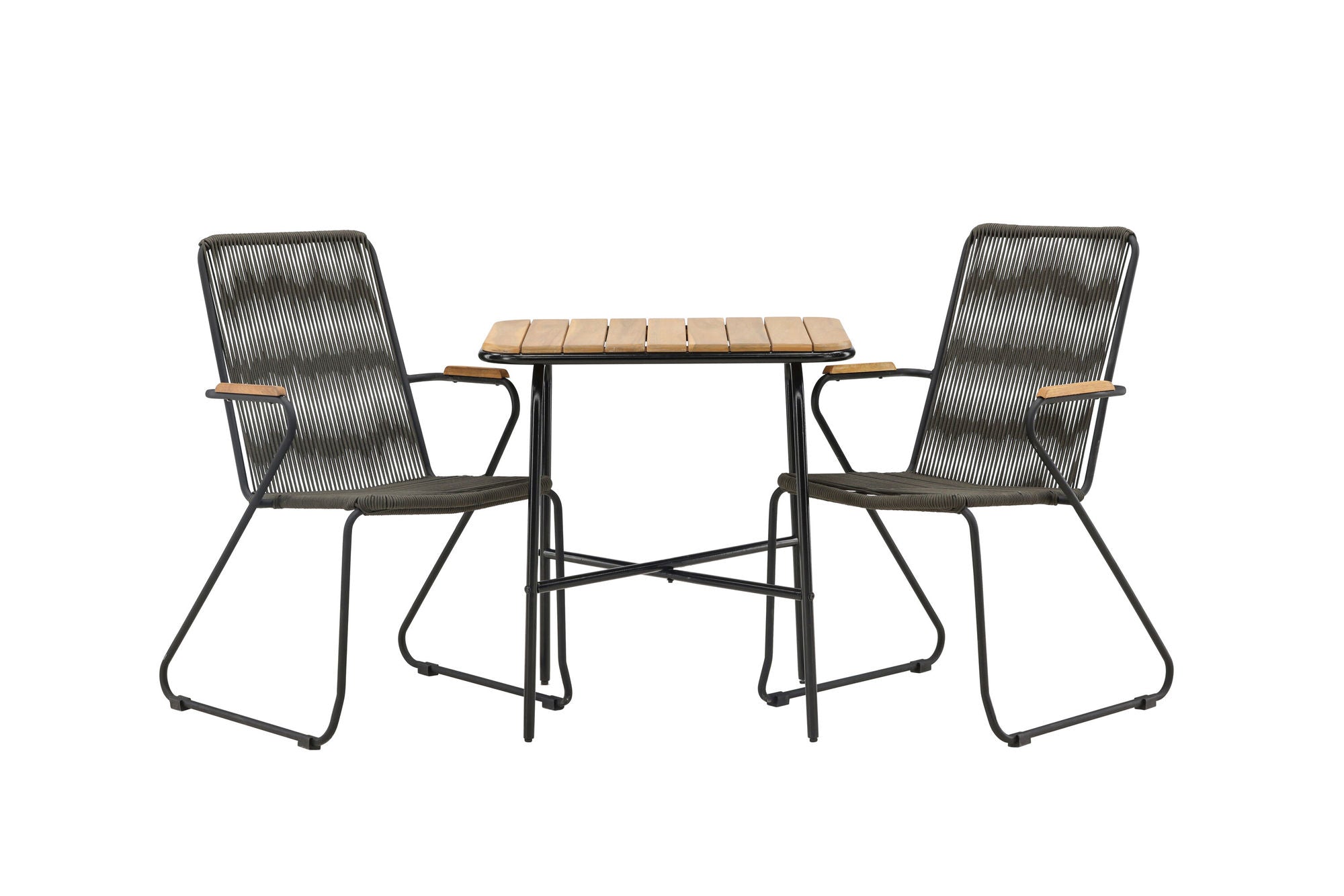 Venture Home Holmbeck Cafebord Steel - Black / Rectangular 55*70*74 +Bois Diningchair Steel - Black / Dark Grey Rope _2