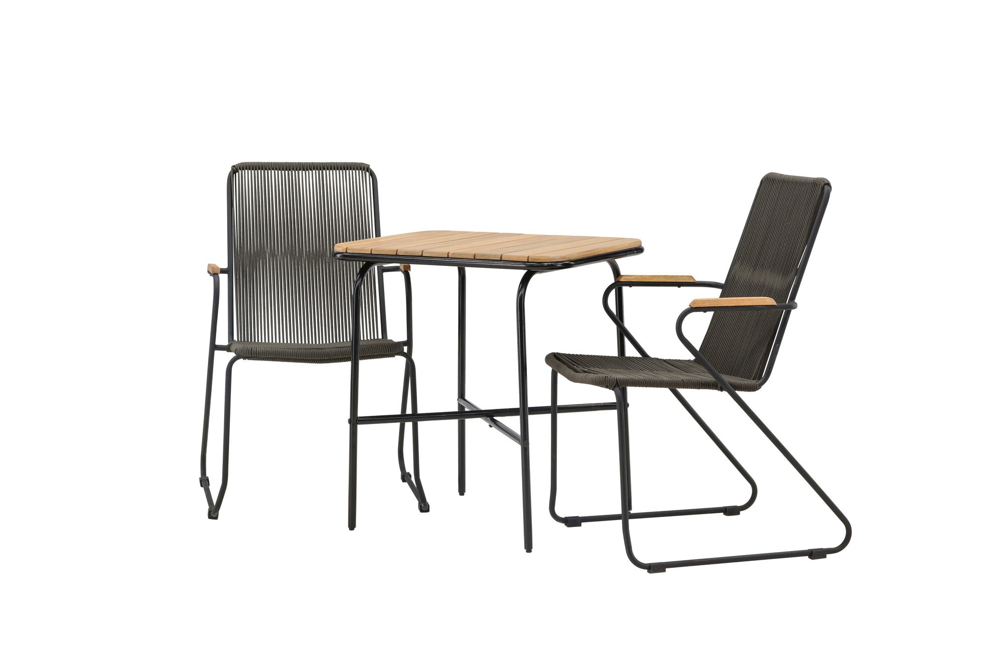 Venture Home Holmbeck Cafebord Steel - Black / Rectangular 55*70*74 +Bois Diningchair Steel - Black / Dark Grey Rope _2