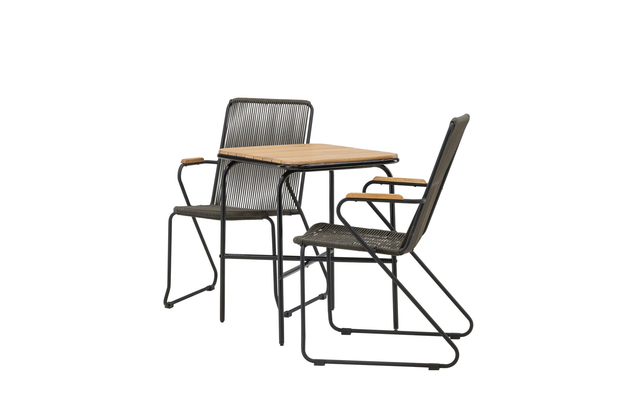 Venture Home Holmbeck Cafebord Steel - Black / Rectangular 55*70*74 +Bois Diningchair Steel - Black / Dark Grey Rope _2