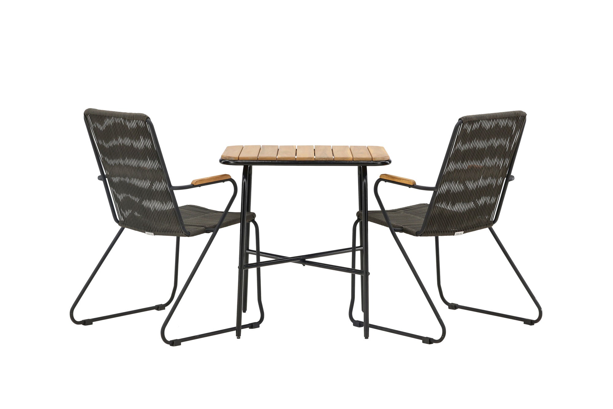 Venture Home Holmbeck Cafebord Steel - Black / Rectangular 55*70*74 +Bois Diningchair Steel - Black / Dark Grey Rope _2