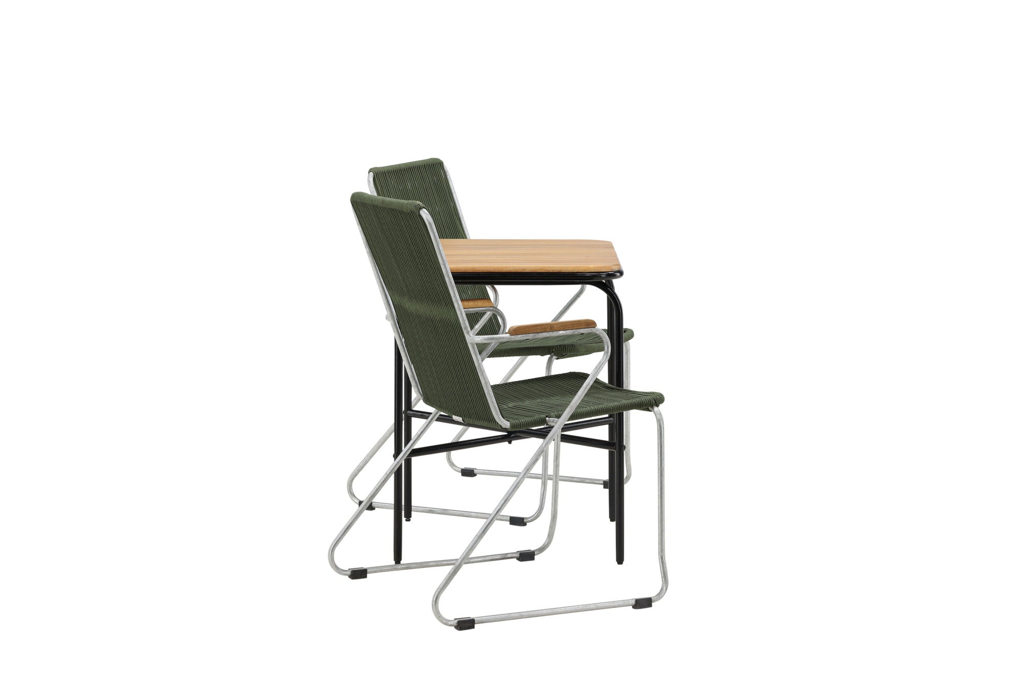 Venture Home Holmbeck Cafebord Steel - Black / Rectangular 55*70*74 +Bois Diningchair Steel - Silver / Green Rope _2