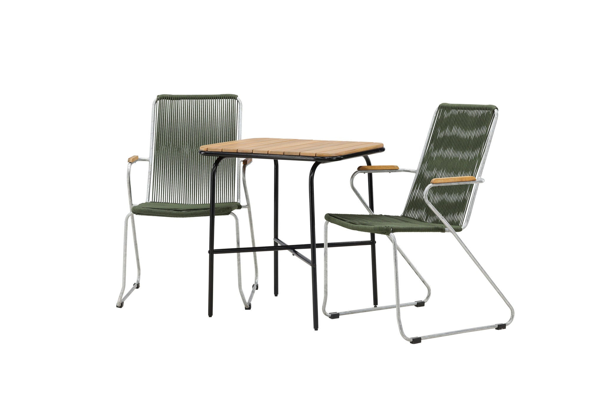 Venture Home Holmbeck Cafebord Steel - Black / Rectangular 55*70*74 +Bois Diningchair Steel - Silver / Green Rope _2