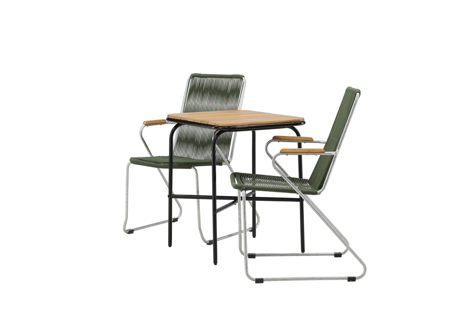 Venture Home Holmbeck Cafebord Steel - Black / Rectangular 55*70*74 +Bois Diningchair Steel - Silver / Green Rope _2