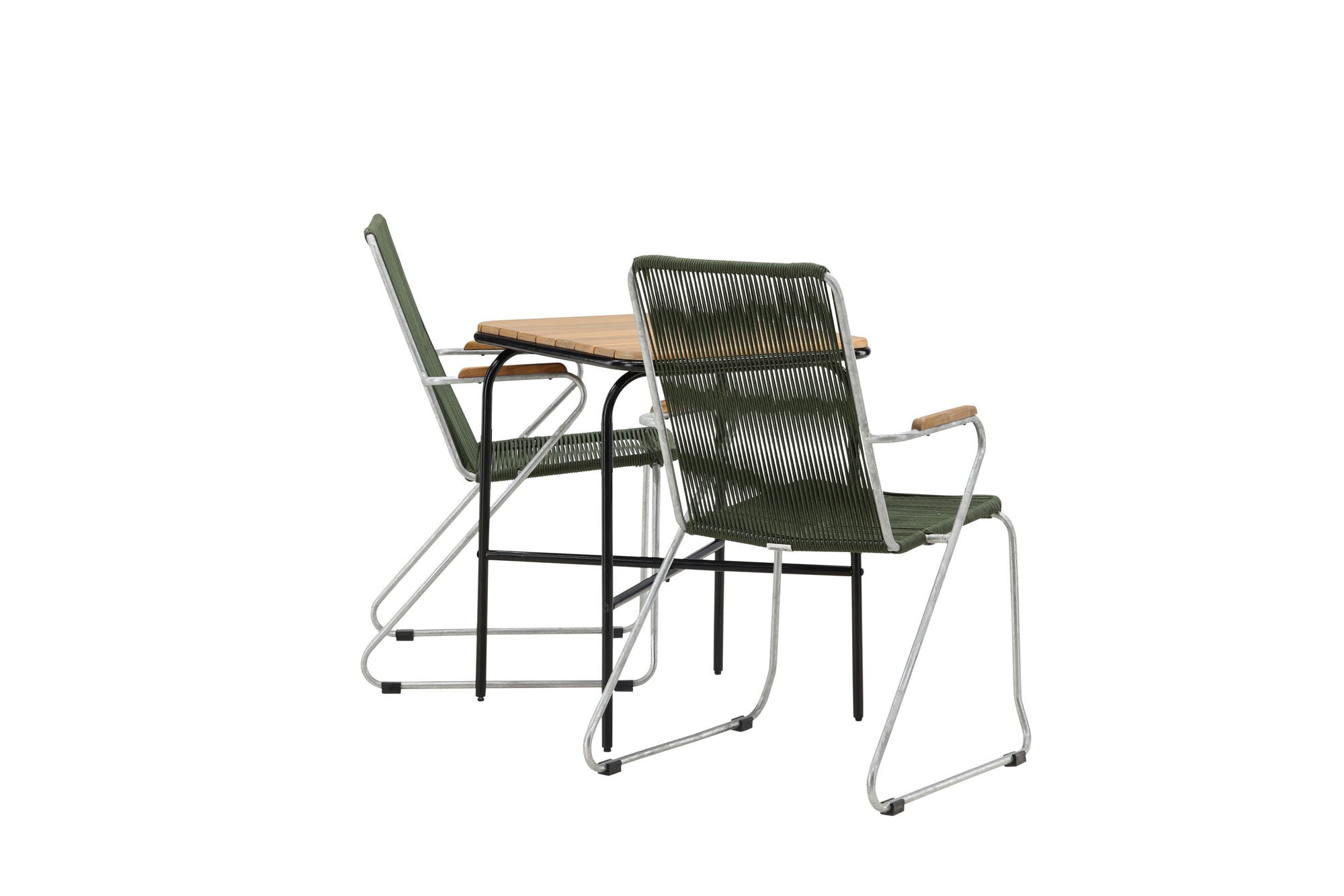 Venture Home Holmbeck Cafebord Steel - Black / Rectangular 55*70*74 +Bois Diningchair Steel - Silver / Green Rope _2