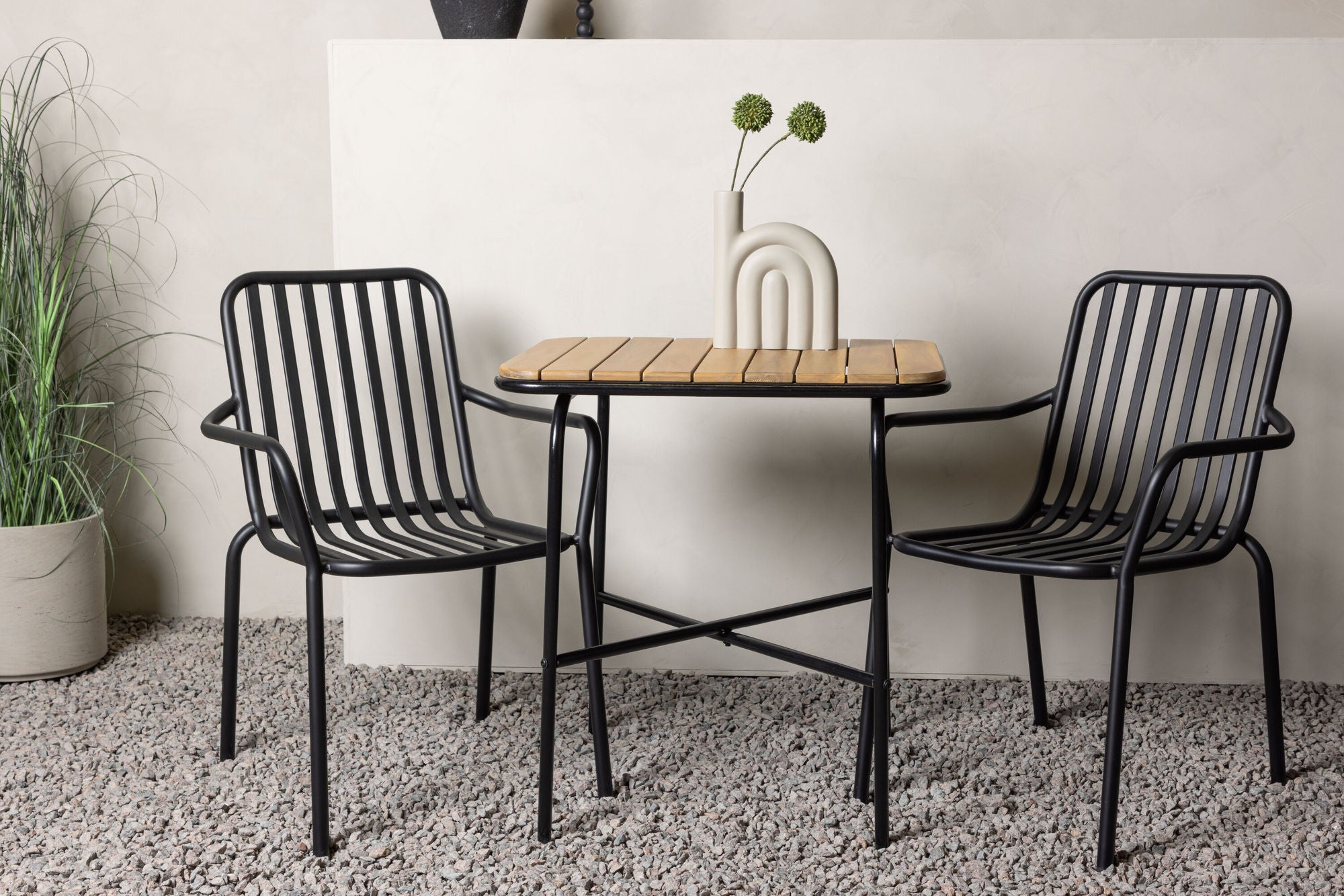 Venture Home Holmbeck Cafebord Steel - Black / Rectangular 55*70*74 +Peking Diningchair Aluminium - Black / _2
