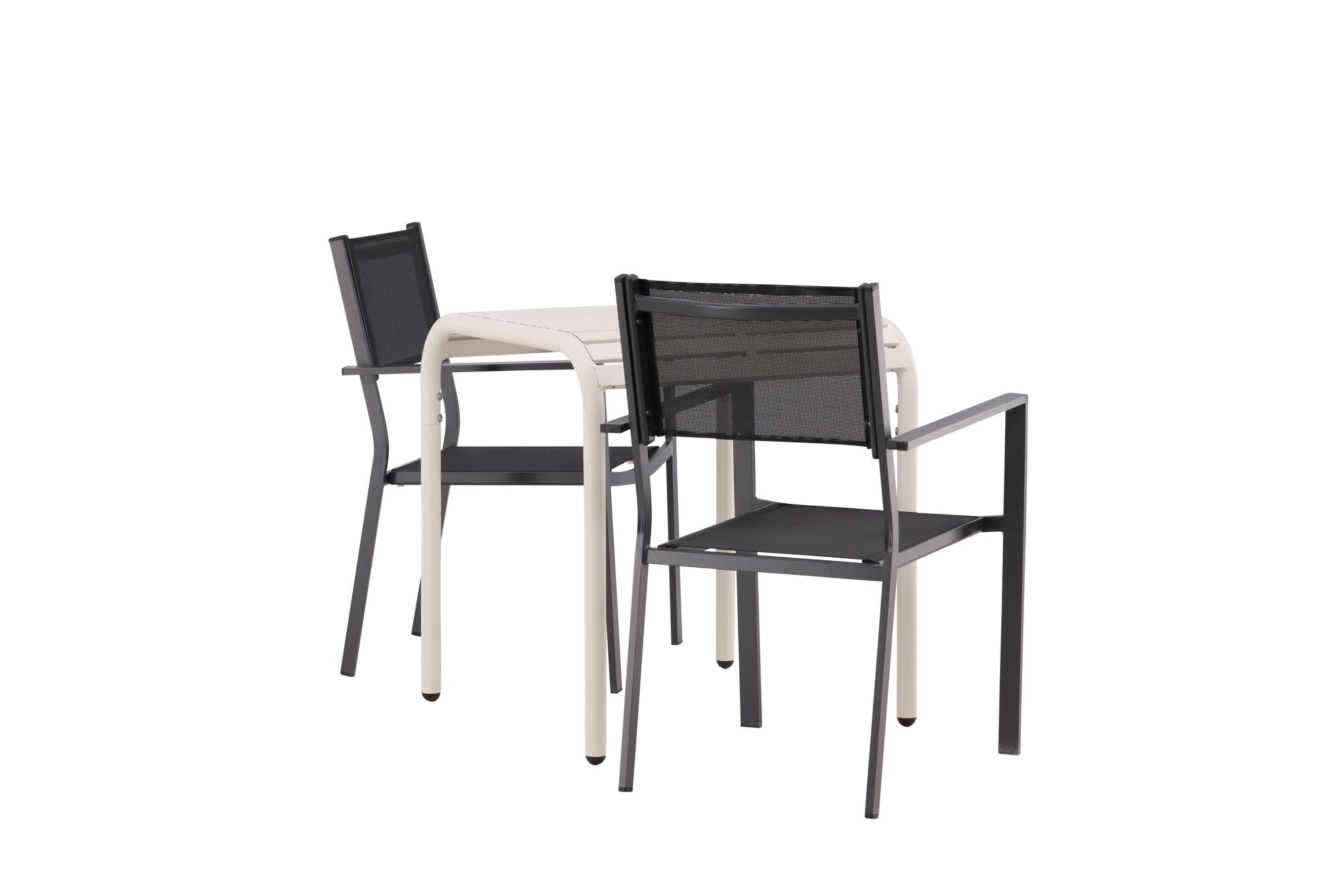 Venture Home Borneo Cafebord Aluminium - Beige / Kvadrat 70*70* +Copacabana Stacking stol - Black/Black - Ersätter 4131-408 _2