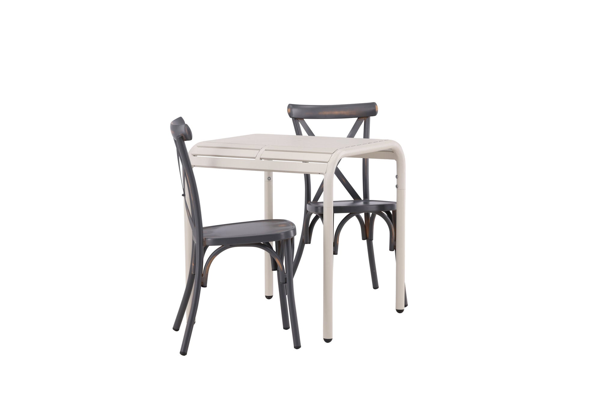 Venture Home Borneo Cafebord Aluminium - Beige / Kvadrat 70*70* +Tablas Diningchair Aluminium - Black / _2