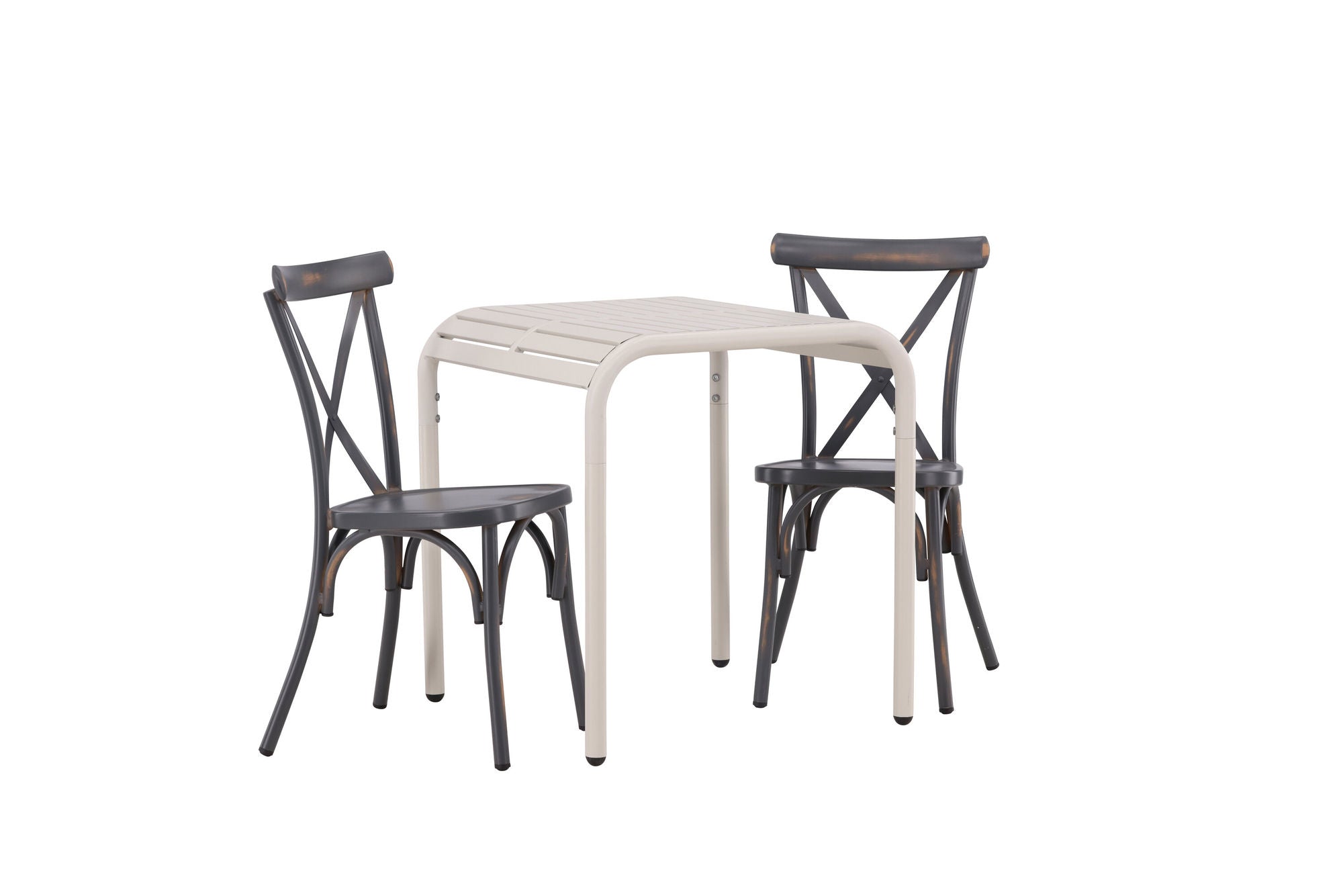 Venture Home Borneo Cafebord Aluminium - Beige / Kvadrat 70*70* +Tablas Diningchair Aluminium - Black / _2