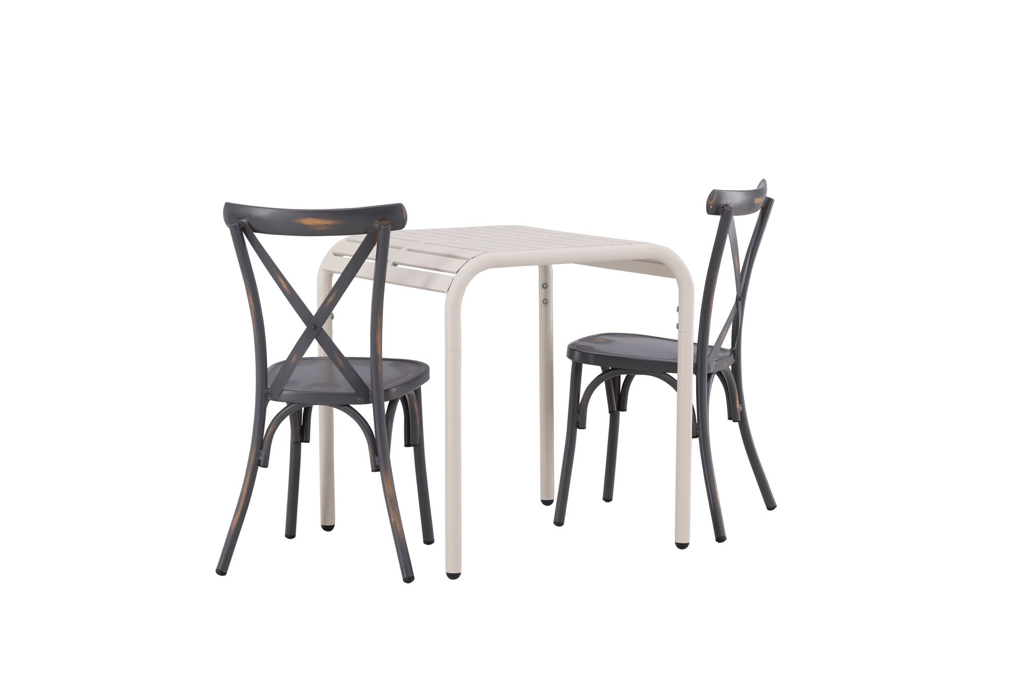 Venture Home Borneo Cafebord Aluminium - Beige / Kvadrat 70*70* +Tablas Diningchair Aluminium - Black / _2