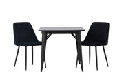 Venture Home Tempe spisebord - Black / Black MDF +Night Spisebordsstol - Black / Black Velvet _2