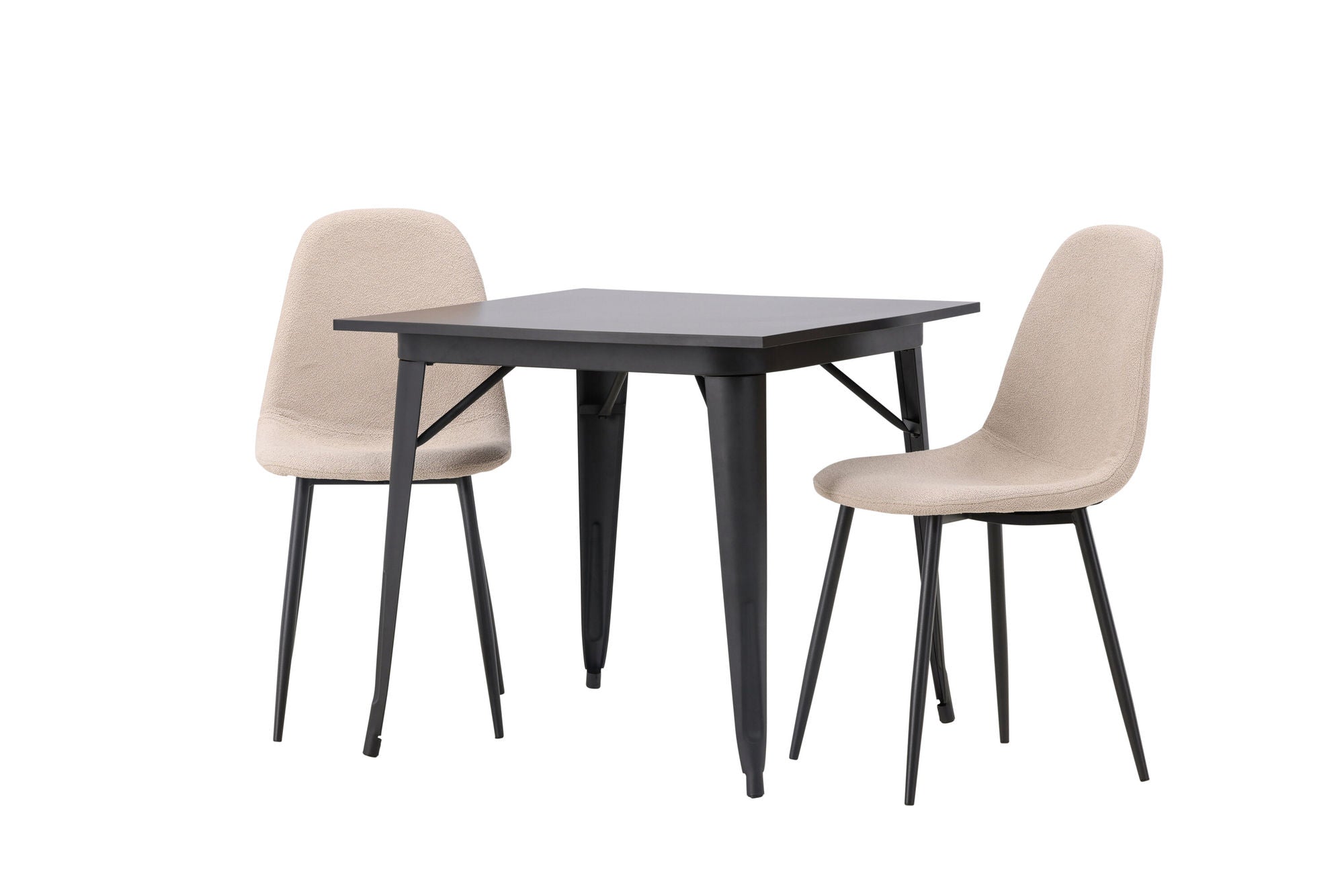 Venture Home Tempe spisebord - Black / Black MDF +Polar Spisebordsstol - Black / Beige Boucle _2