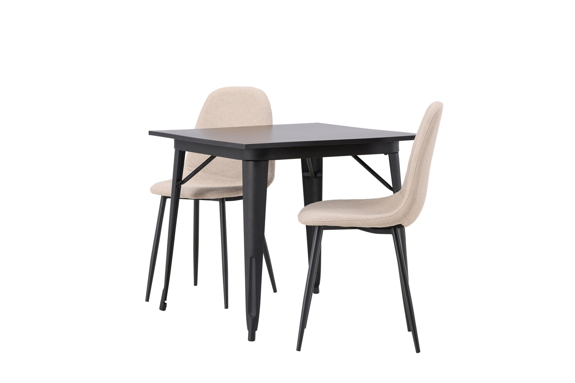 Venture Home Tempe spisebord - Black / Black MDF +Polar Spisebordsstol - Black / Beige Boucle _2