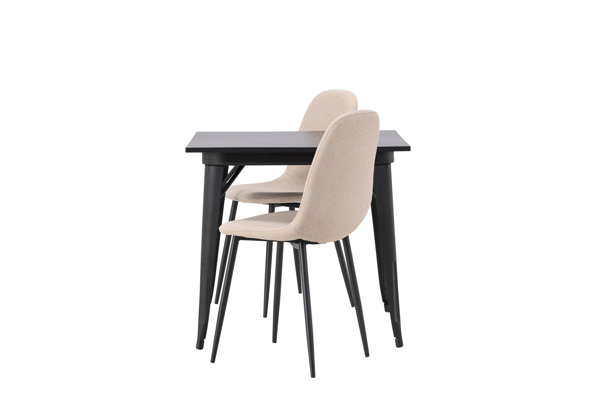 Venture Home Tempe spisebord - Black / Black MDF +Polar Spisebordsstol - Black / Beige Boucle _2