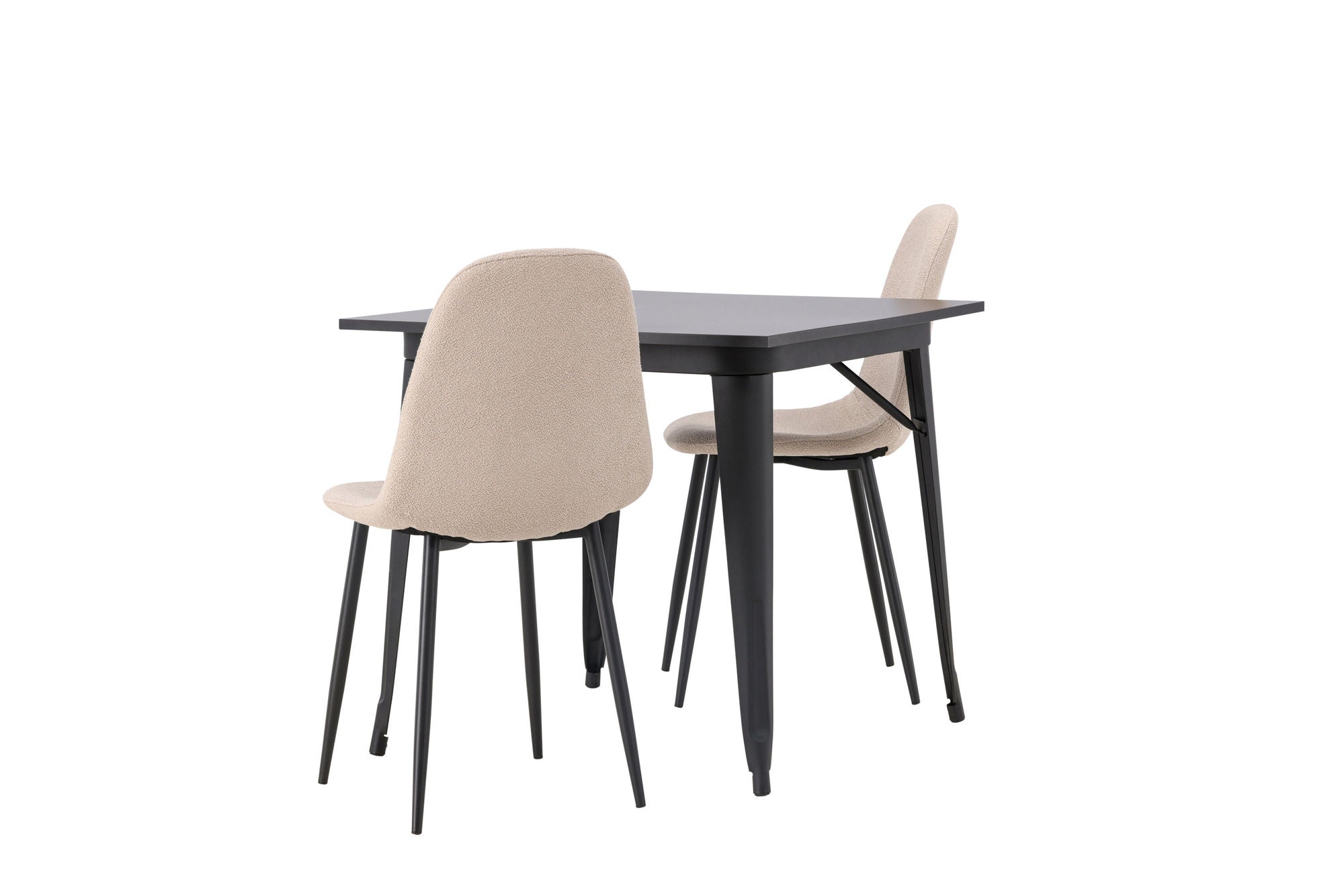 Venture Home Tempe spisebord - Black / Black MDF +Polar Spisebordsstol - Black / Beige Boucle _2