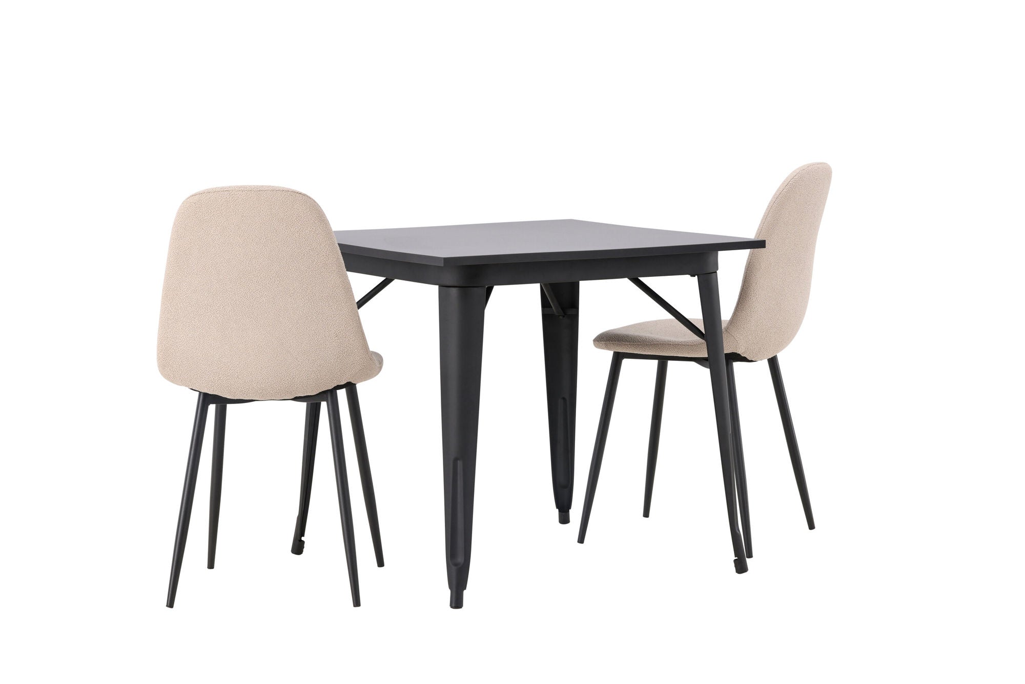 Venture Home Tempe spisebord - Black / Black MDF +Polar Spisebordsstol - Black / Beige Boucle _2
