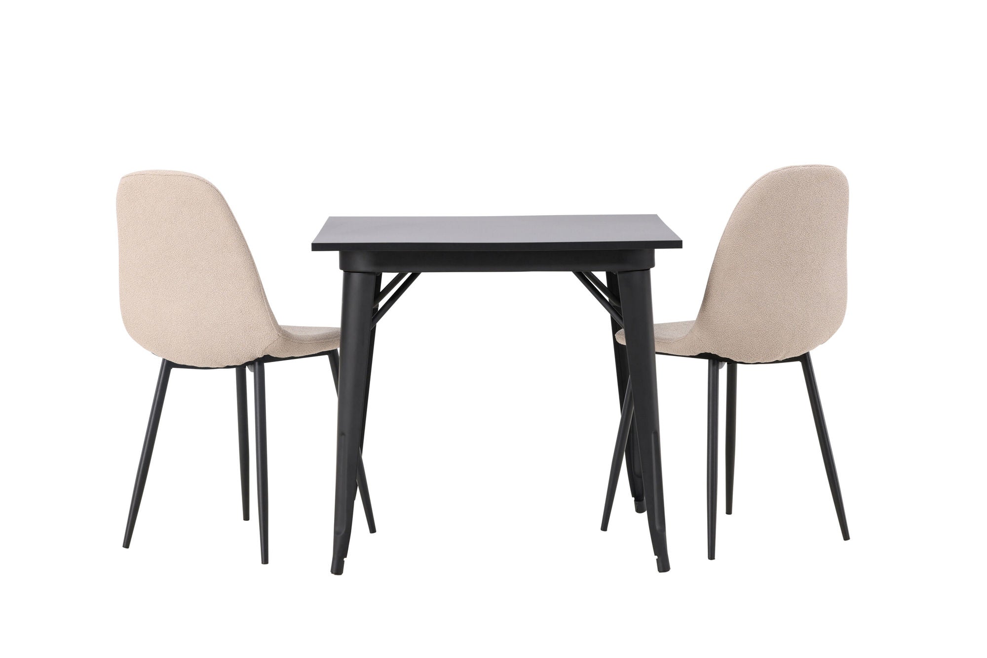 Venture Home Tempe spisebord - Black / Black MDF +Polar Spisebordsstol - Black / Beige Boucle _2