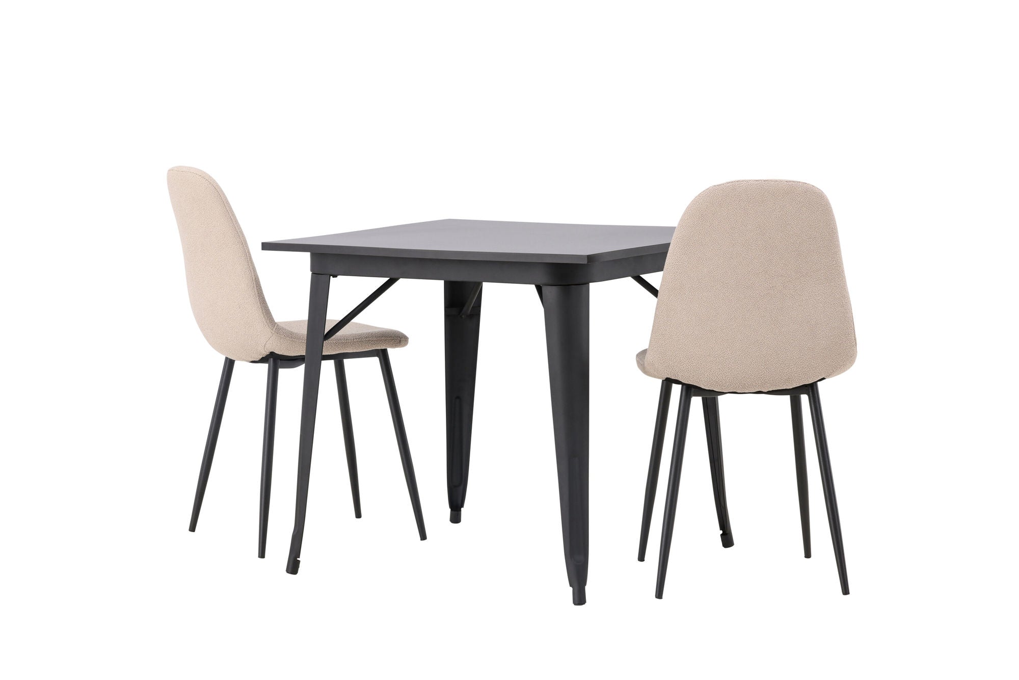 Venture Home Tempe spisebord - Black / Black MDF +Polar Spisebordsstol - Black / Beige Boucle _2