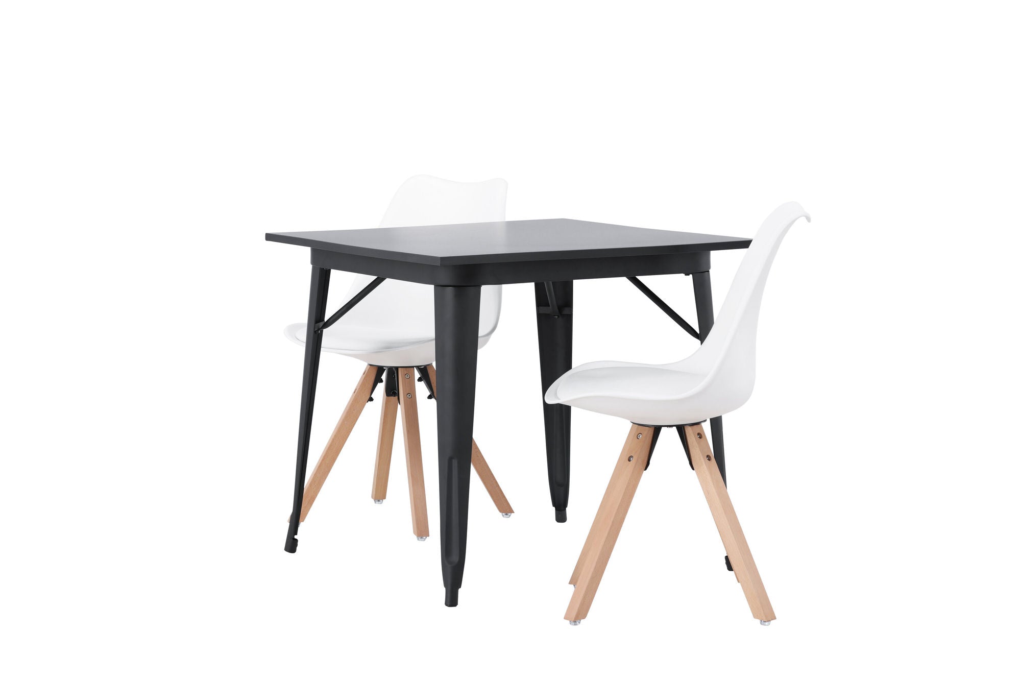 Venture Home Tempe spisebord - Black / Black MDF +Zeno Spisebordsstol - Nature woodlook / White PP _2