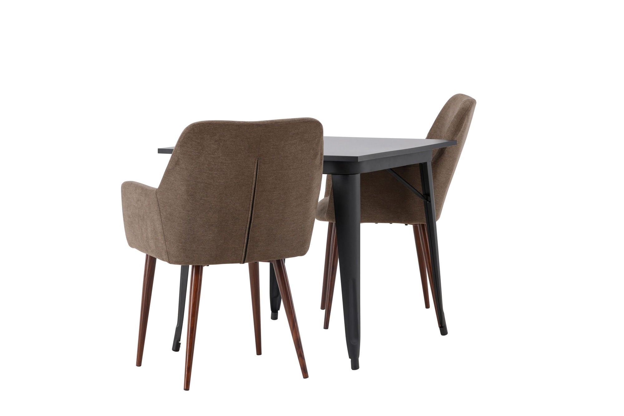 Venture Home Tempe spisebord - Black / Black MDF +Tomorrow Spisebordsstol - Dark walnut / Dark grey/Brown Fabric _2