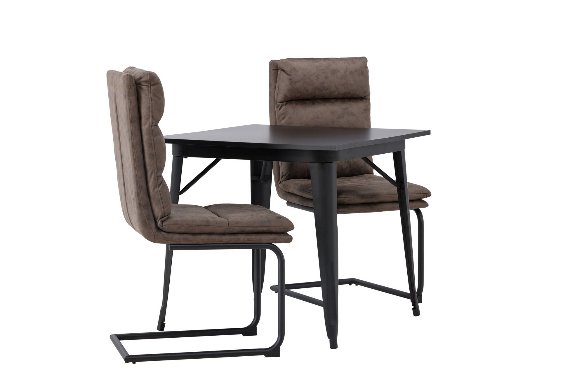 Venture Home Tempe spisebord - Black / Black MDF +Zizo Spisebordsstol - Black / Brown Microfiber fabric _2
