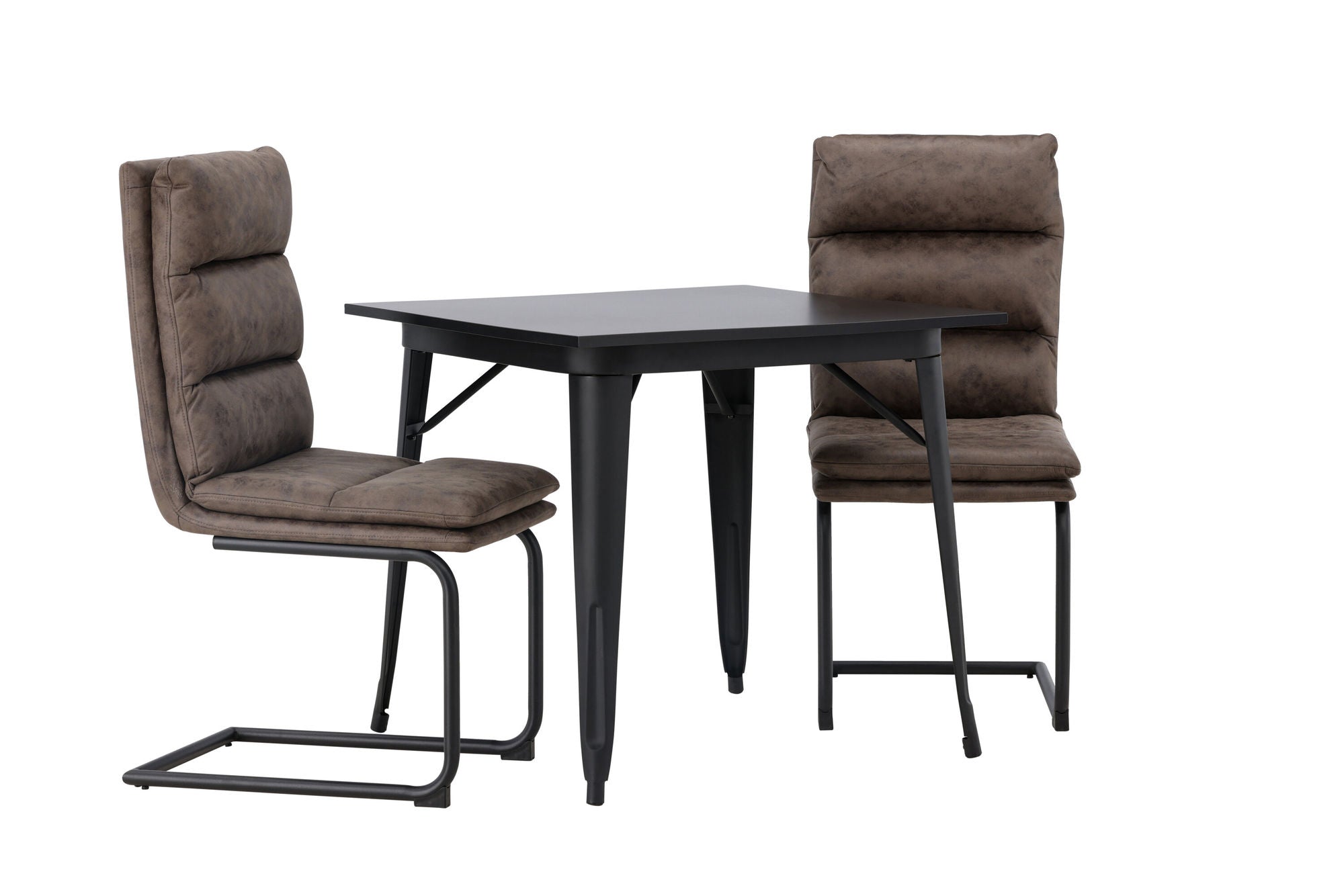 Venture Home Tempe spisebord - Black / Black MDF +Zizo Spisebordsstol - Black / Brown Microfiber fabric _2