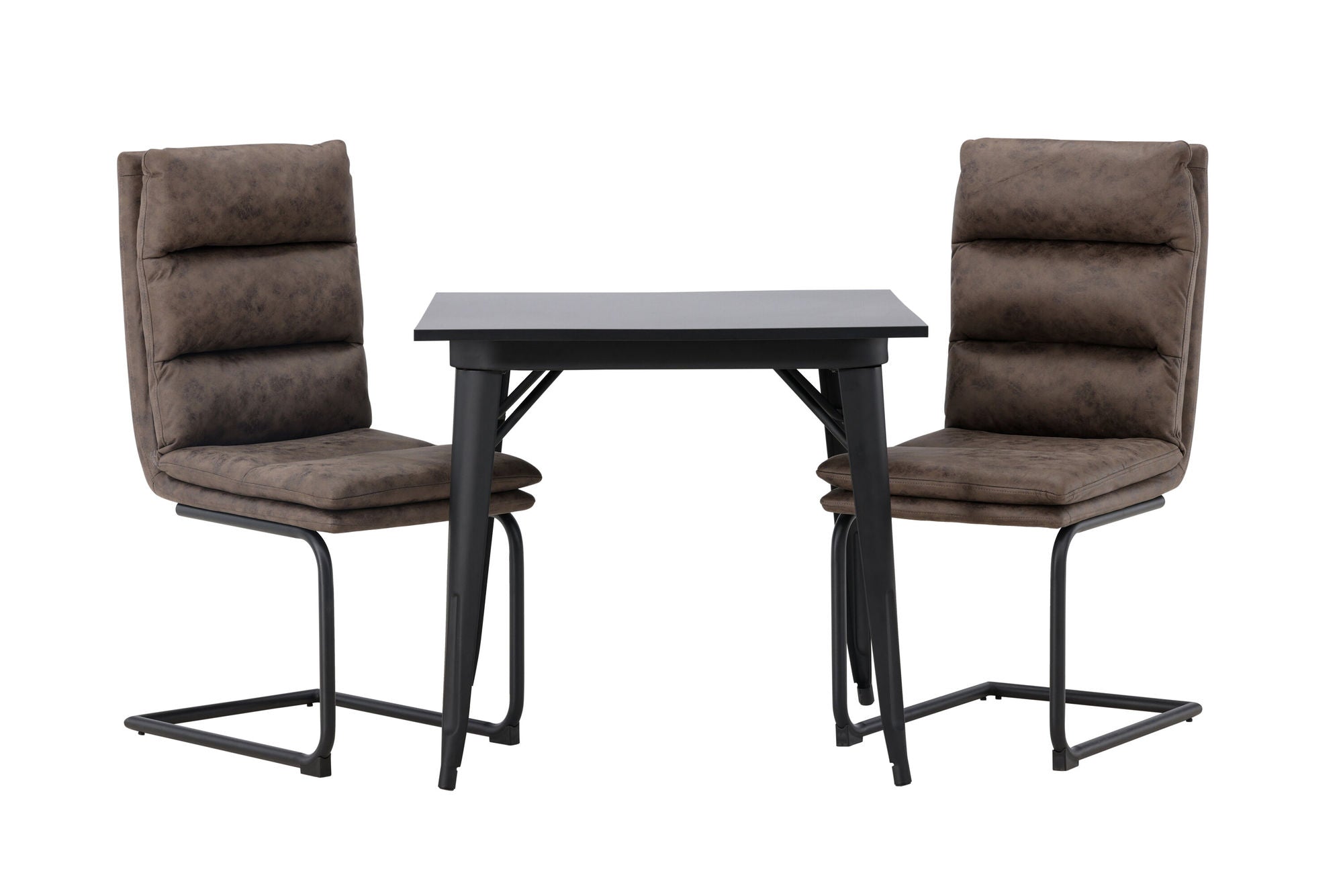 Venture Home Tempe spisebord - Black / Black MDF +Zizo Spisebordsstol - Black / Brown Microfiber fabric _2