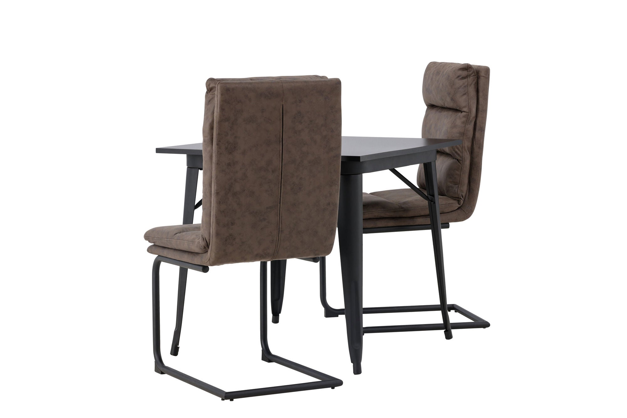 Venture Home Tempe spisebord - Black / Black MDF +Zizo Spisebordsstol - Black / Brown Microfiber fabric _2