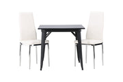 Venture Home Tempe spisebord - Black / Black MDF +Pastill Spisebordsstol - Silver / White PU _2