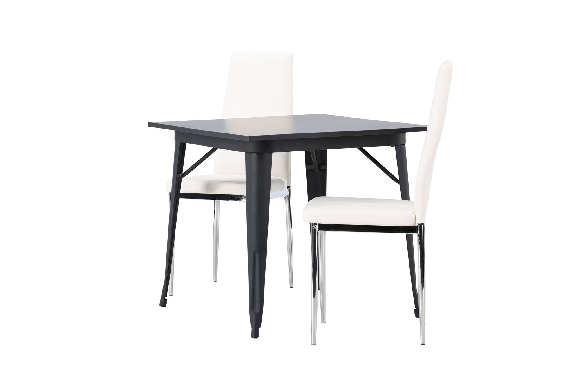 Venture Home Tempe spisebord - Black / Black MDF +Pastill Spisebordsstol - Silver / White PU _2