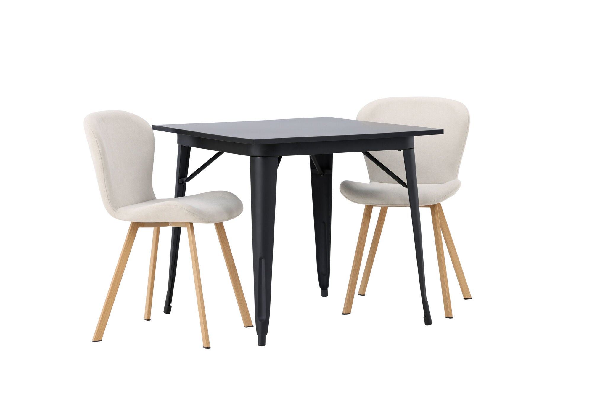 Venture Home Tempe spisebord - Black / Black MDF +Lilja Spisebordsstol - Oaklook / Beige Fabric _2